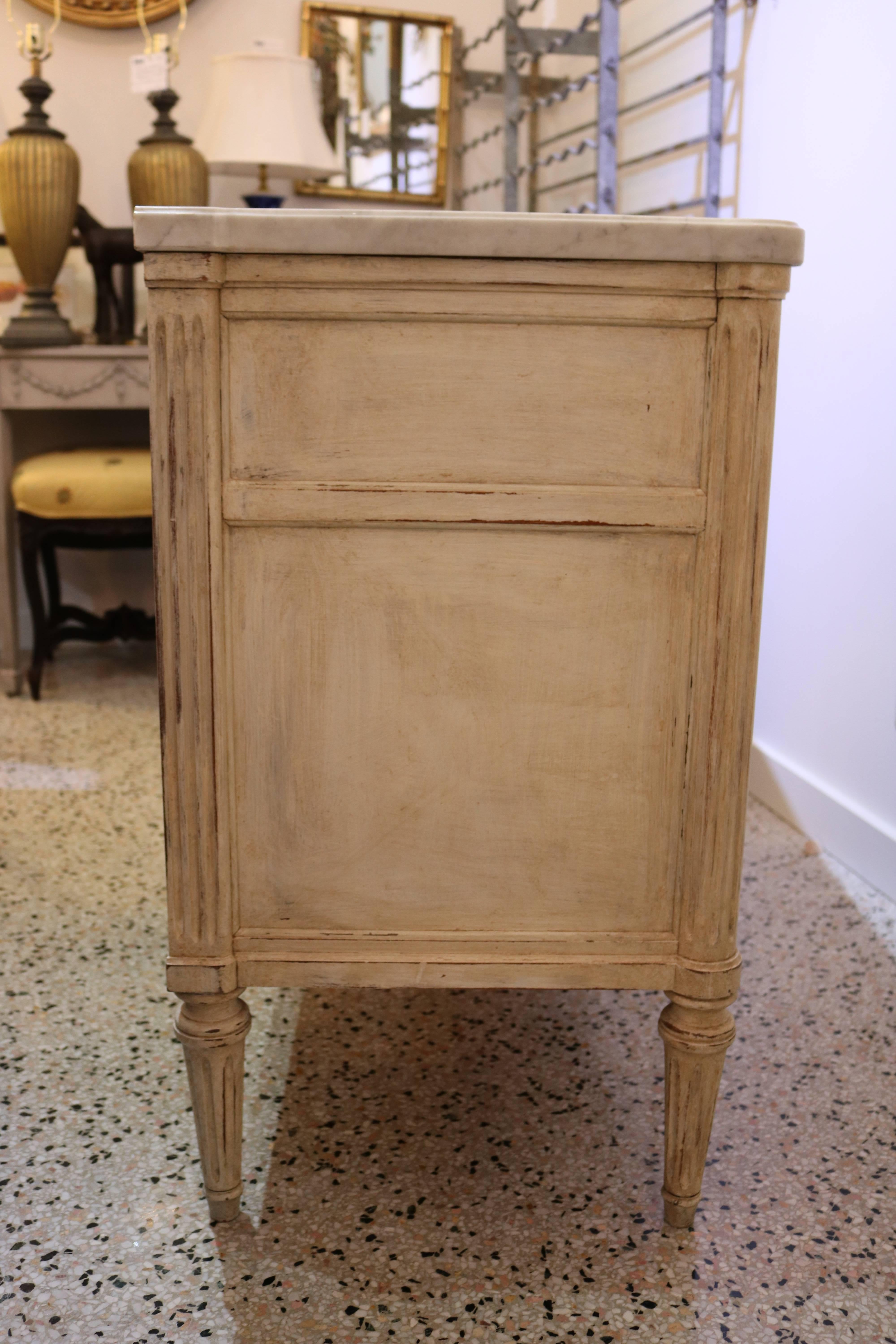 Louis XVI Style Painted Commode with Marble Top 4