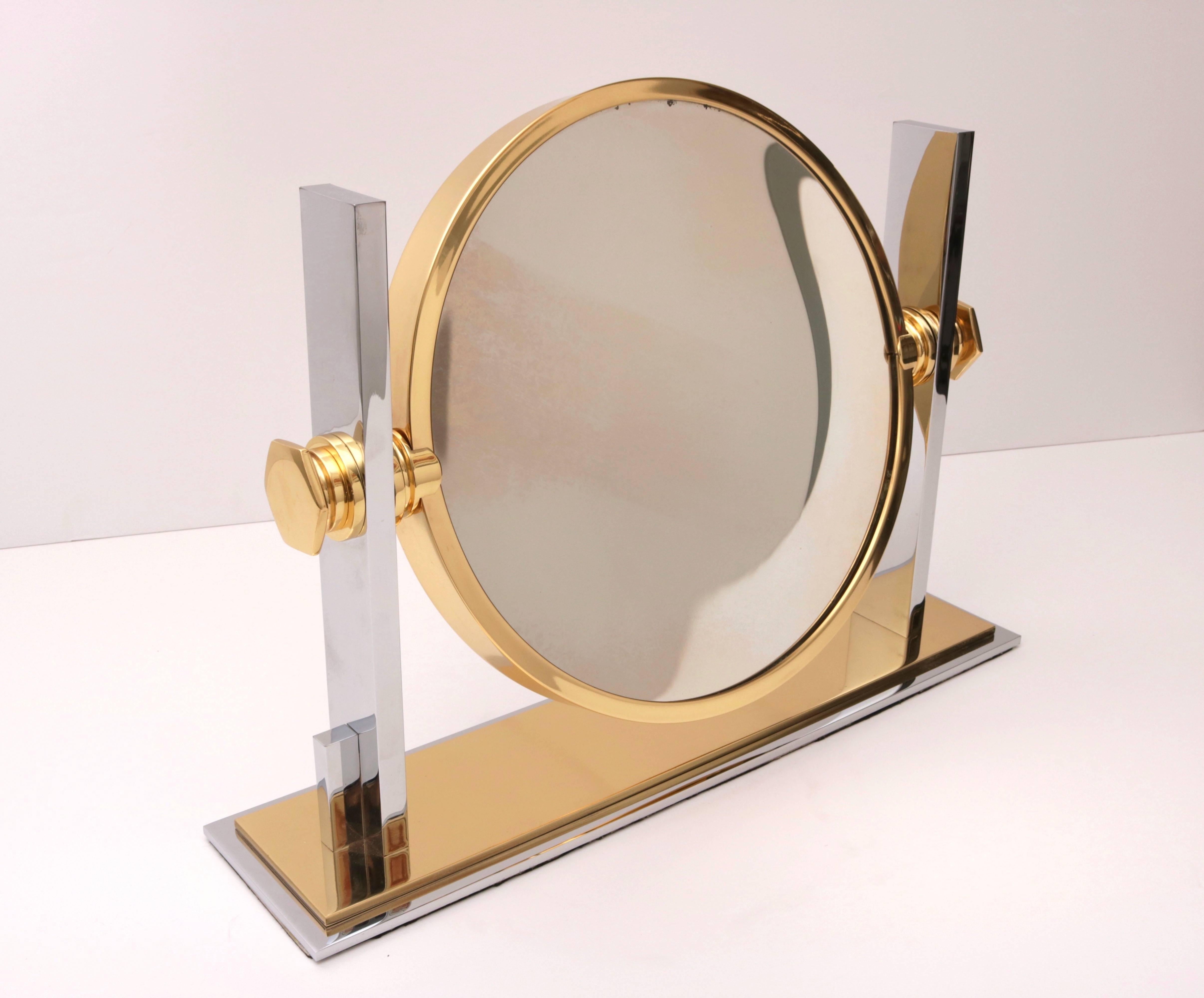 Karl Springer  Double-Sided Vanity Table Mirror In Excellent Condition In West Palm Beach, FL