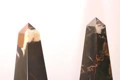 Pair of Neo-Classical Revival Obelisk in Italian Portoro Marble