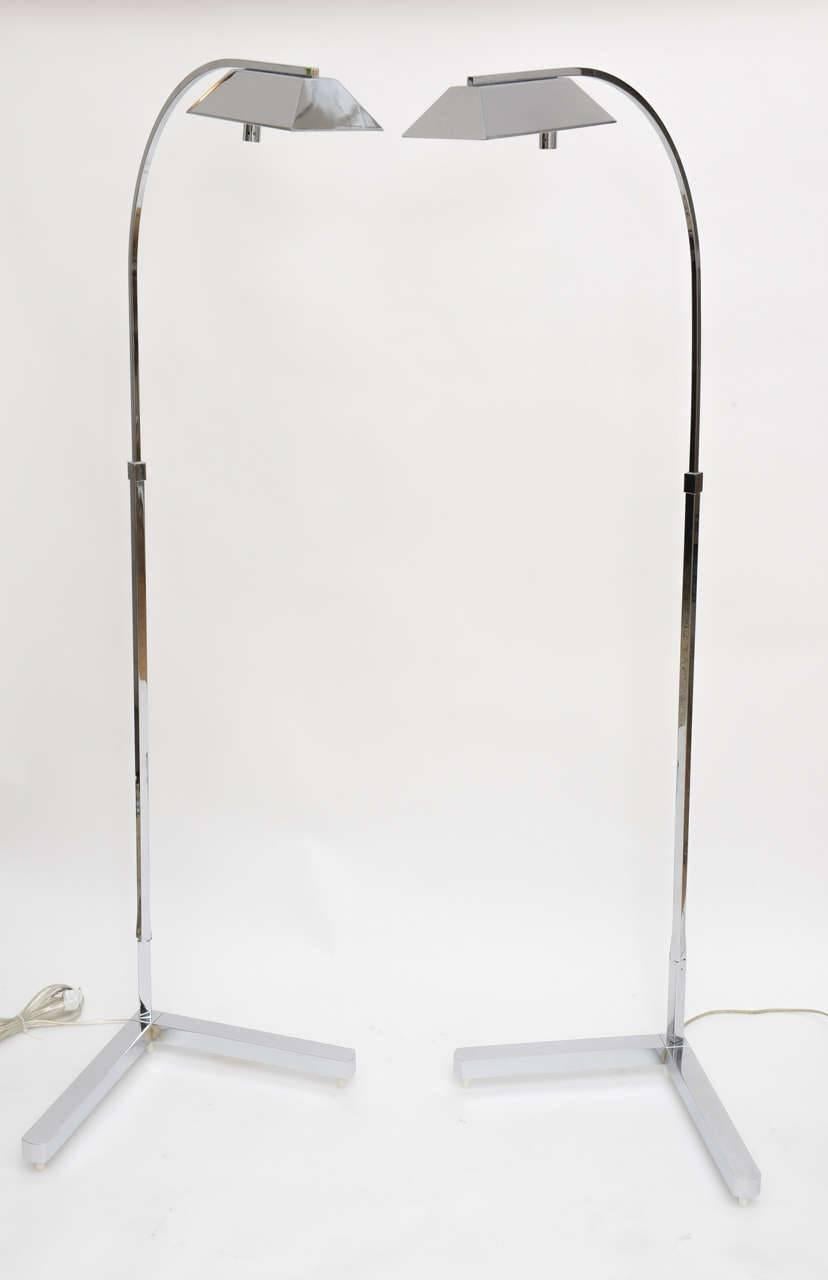 This pair of Casella floor lamps date from the 1970s and have recently been professionally re-plated in chrome.

   