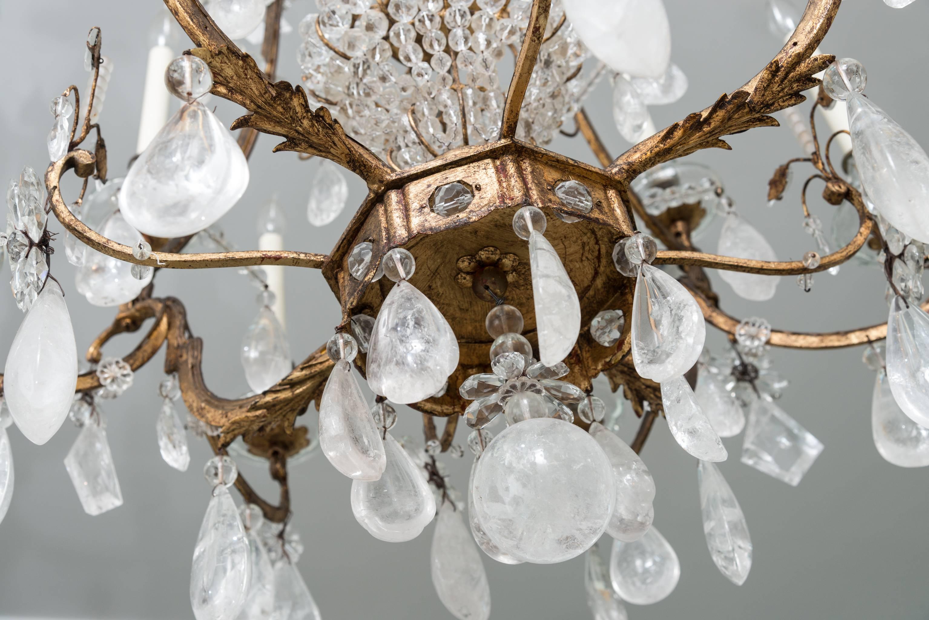 French Large-Scale Louis XVI Style Rock Crystal Twelve-Light Chandelier, Maison Baguès