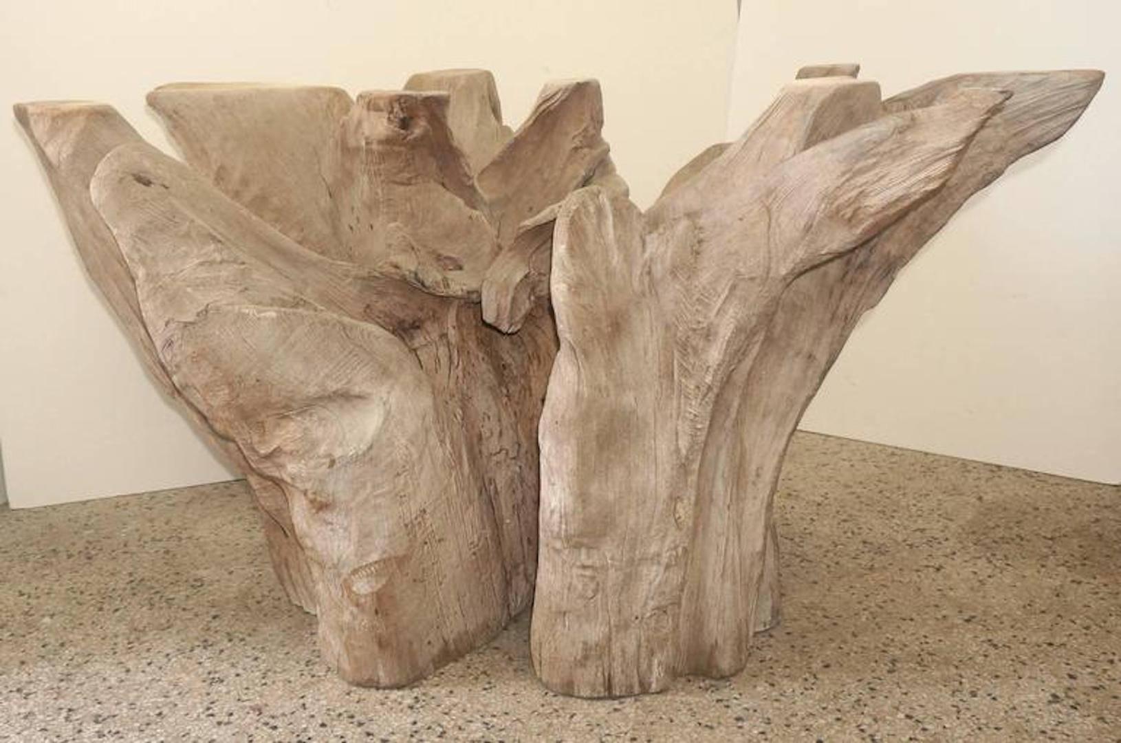 Large-Scale Cypress Tree Driftwood Dining Table or Console Base In Excellent Condition In West Palm Beach, FL