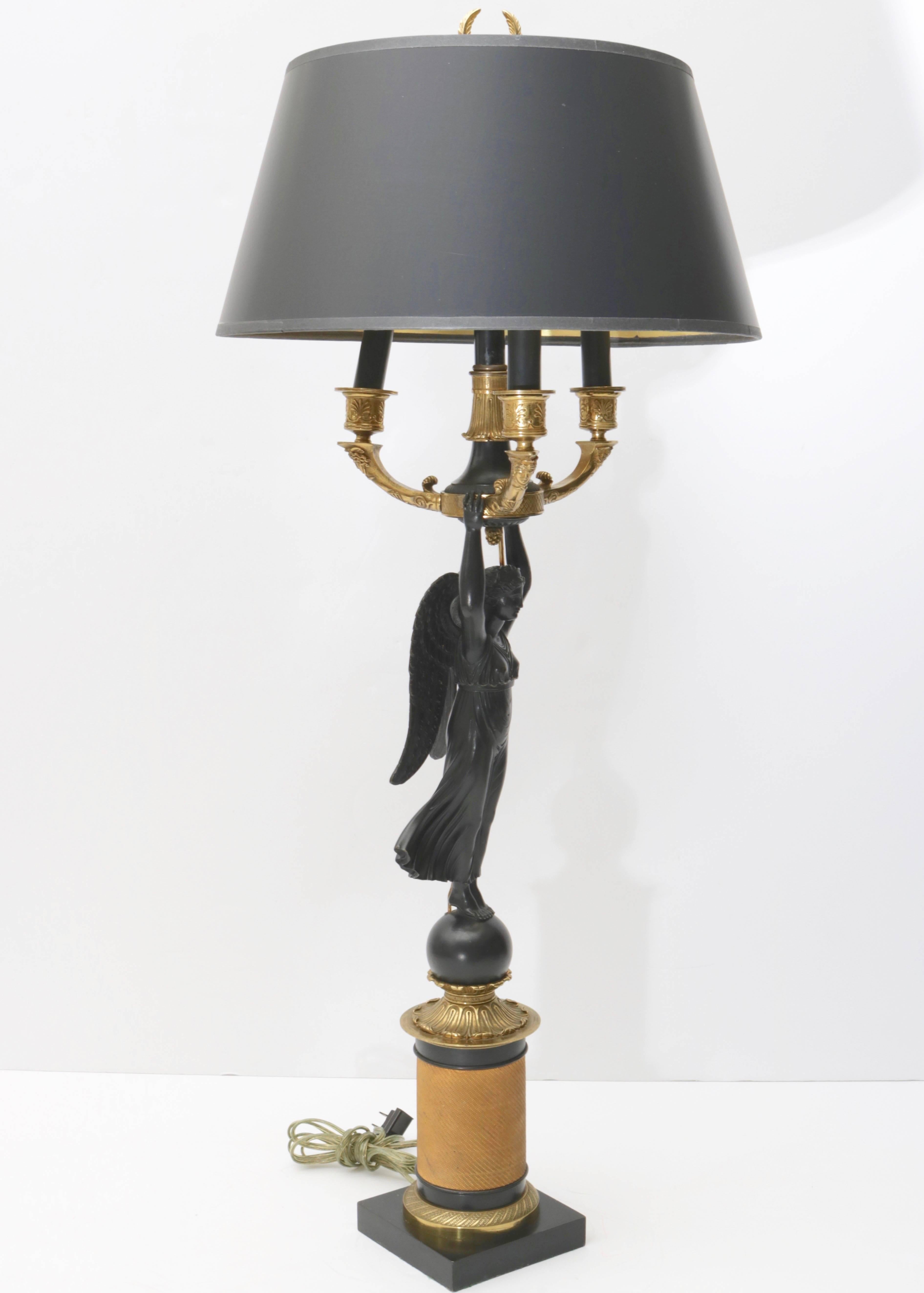 Cast 19th Century French Empire Candelabra Table Lamp