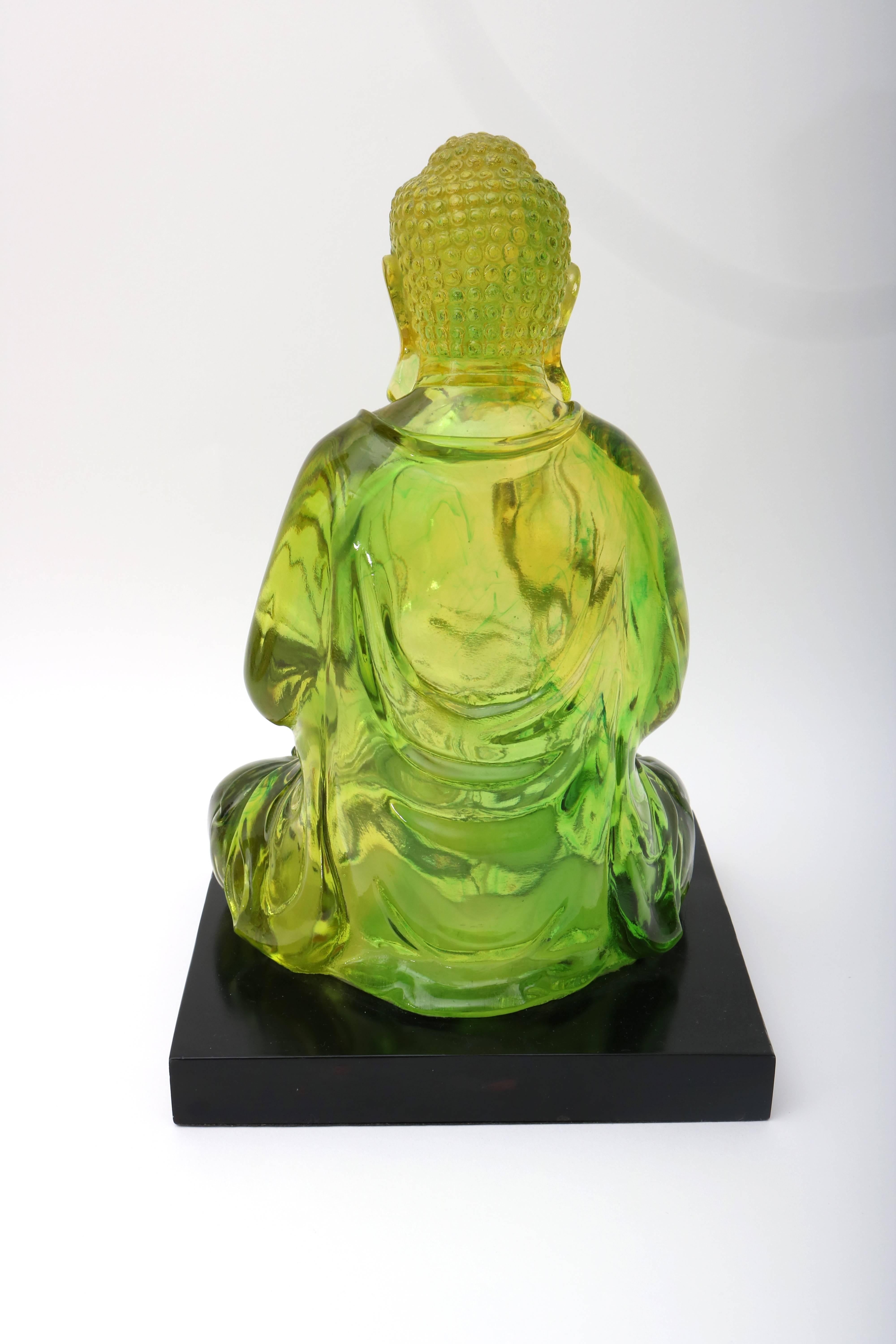 Jadeite Green Lucite Seated Buddha Sculpture 1