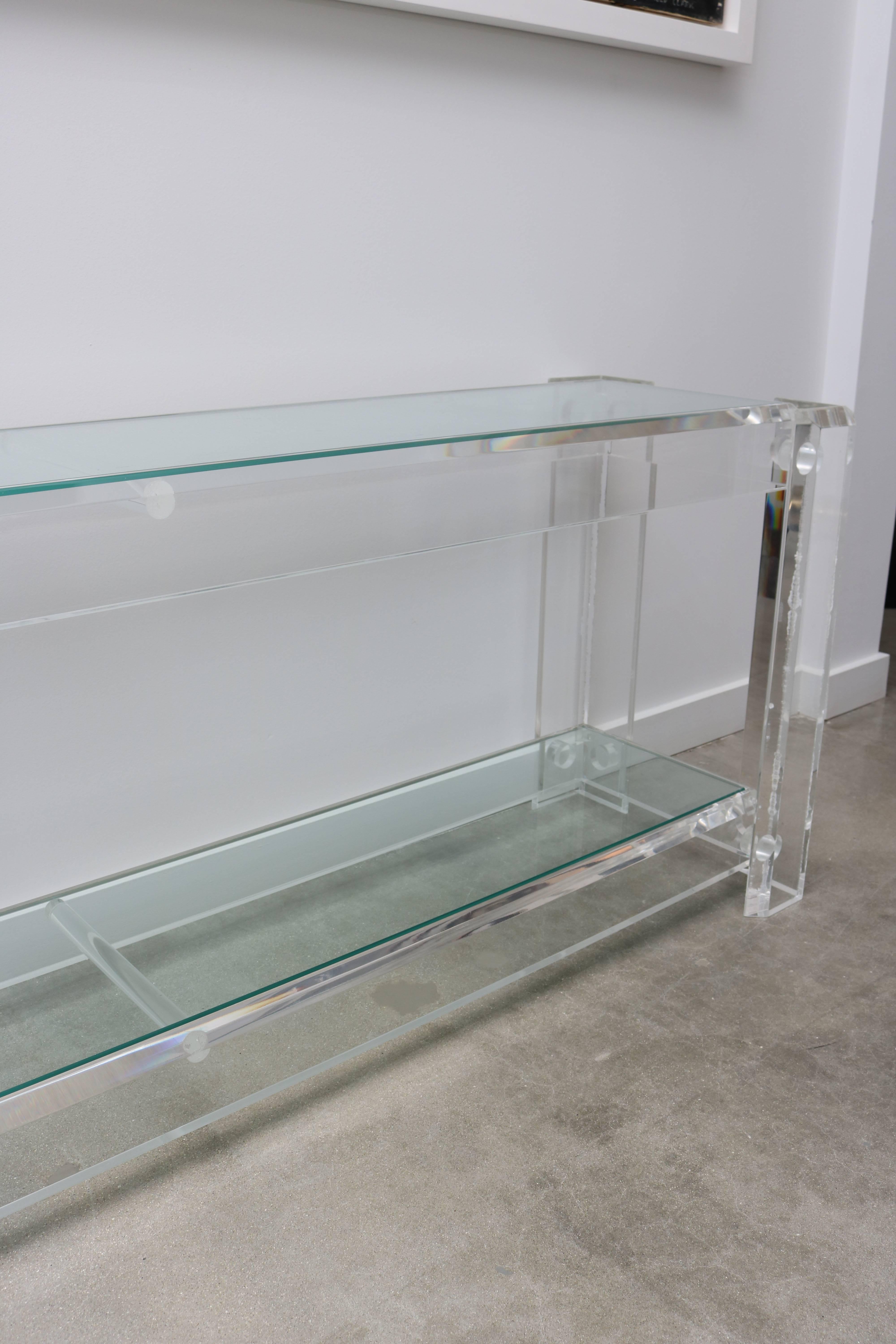 20th Century  Lucite and Glass Console Table, Attributed to Charles Hollis Jones