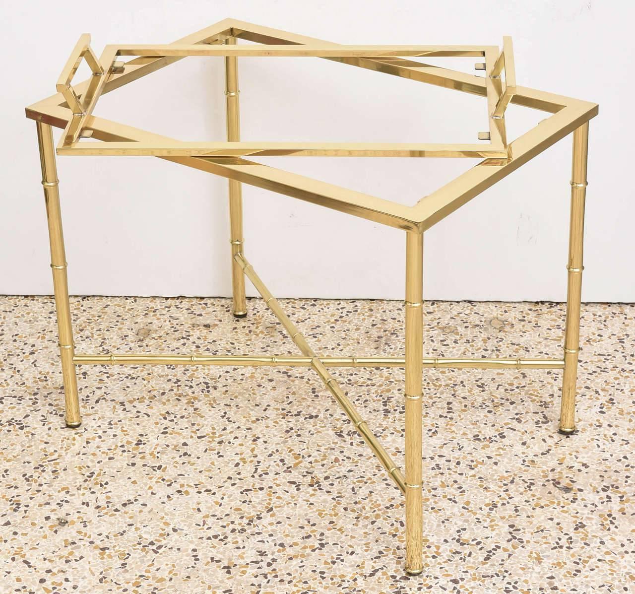 American Polished Brass Faux Bamboo Tray Table