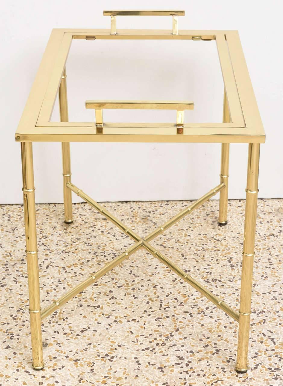 Polished Brass Faux Bamboo Tray Table In Good Condition In West Palm Beach, FL