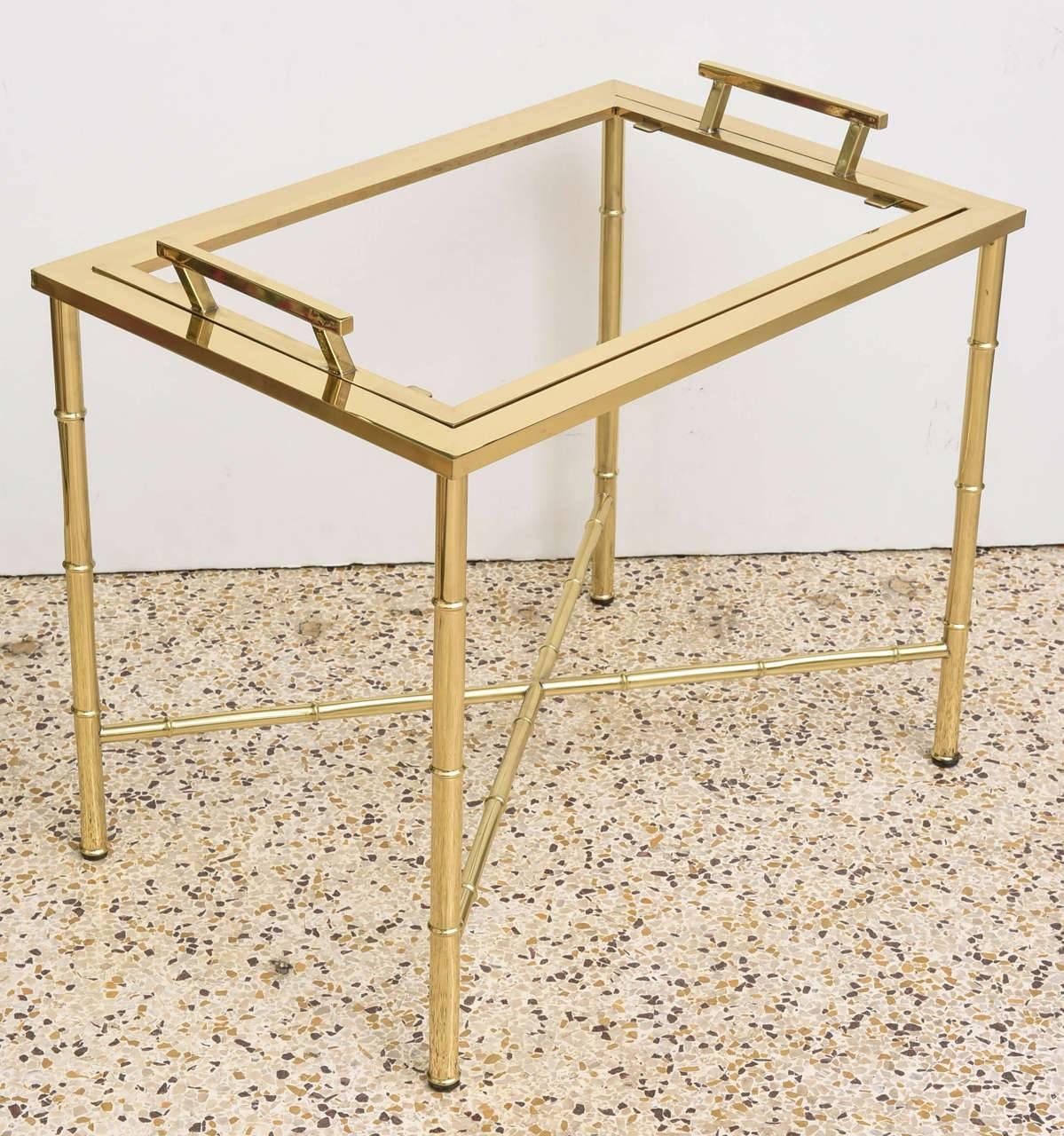 Polished Brass Faux Bamboo Tray Table 1