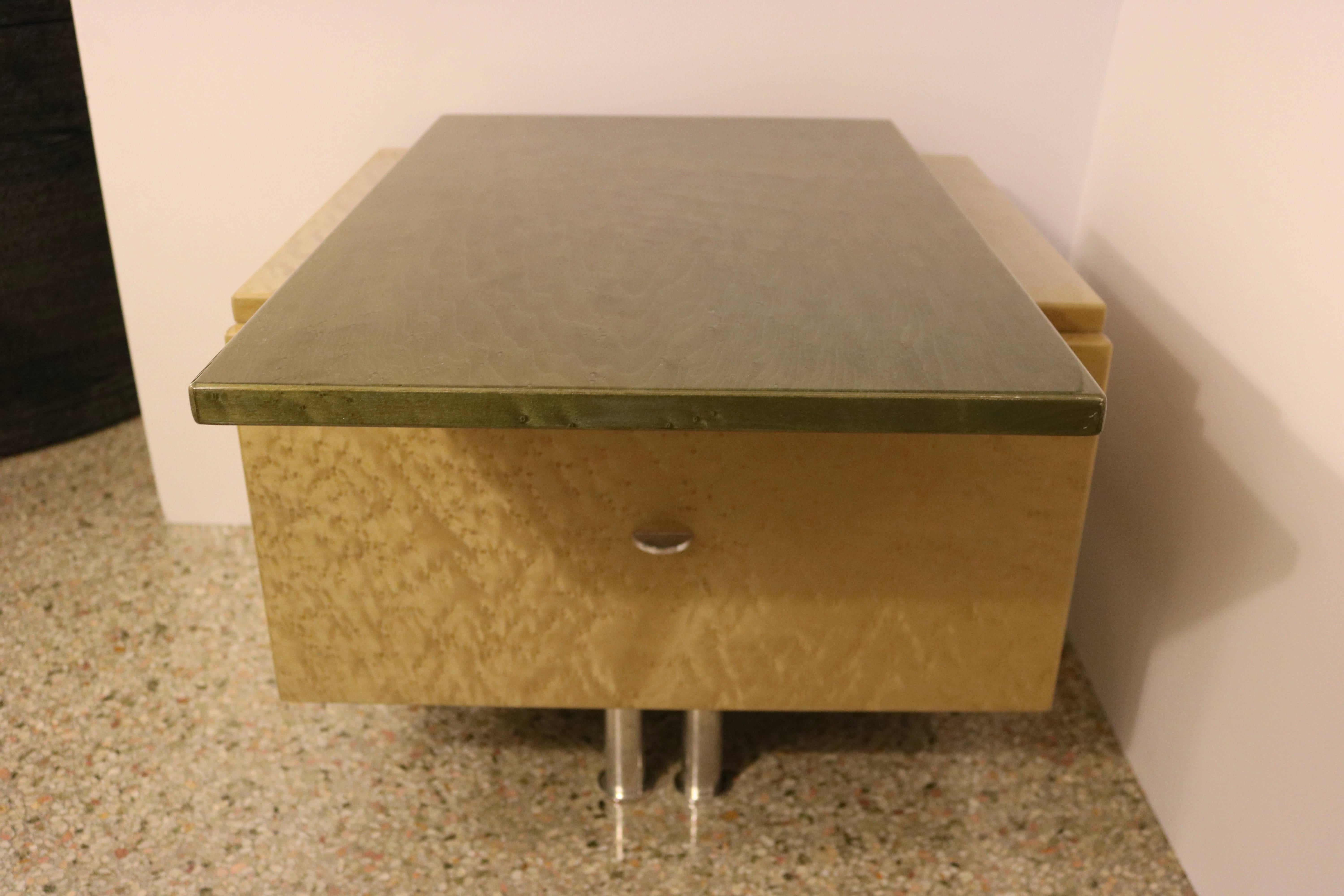 Birdseye Maple Pair of Nightstands by Saporiti