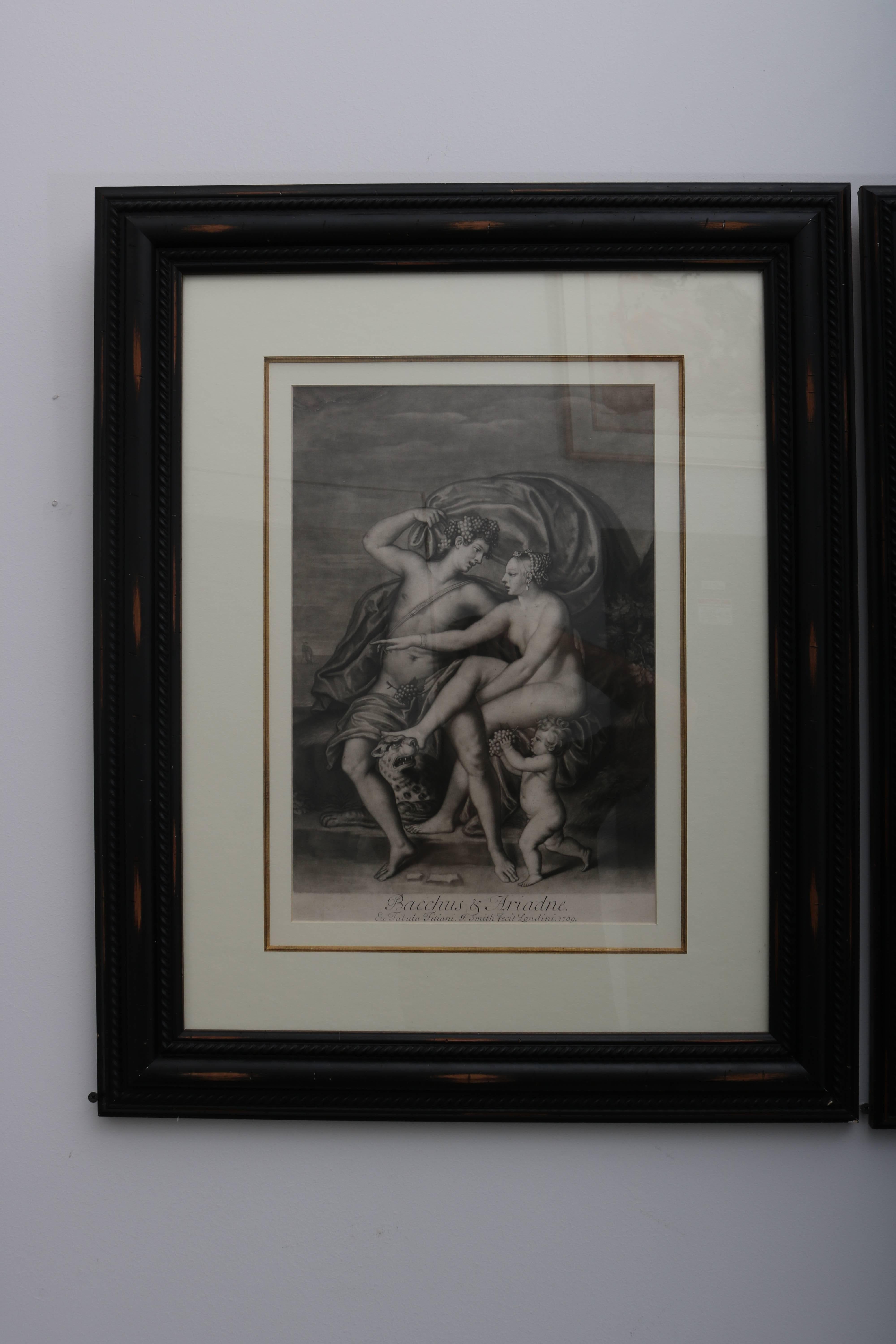 English Set of Three Neoclassical Allegorical Engravings of Titian