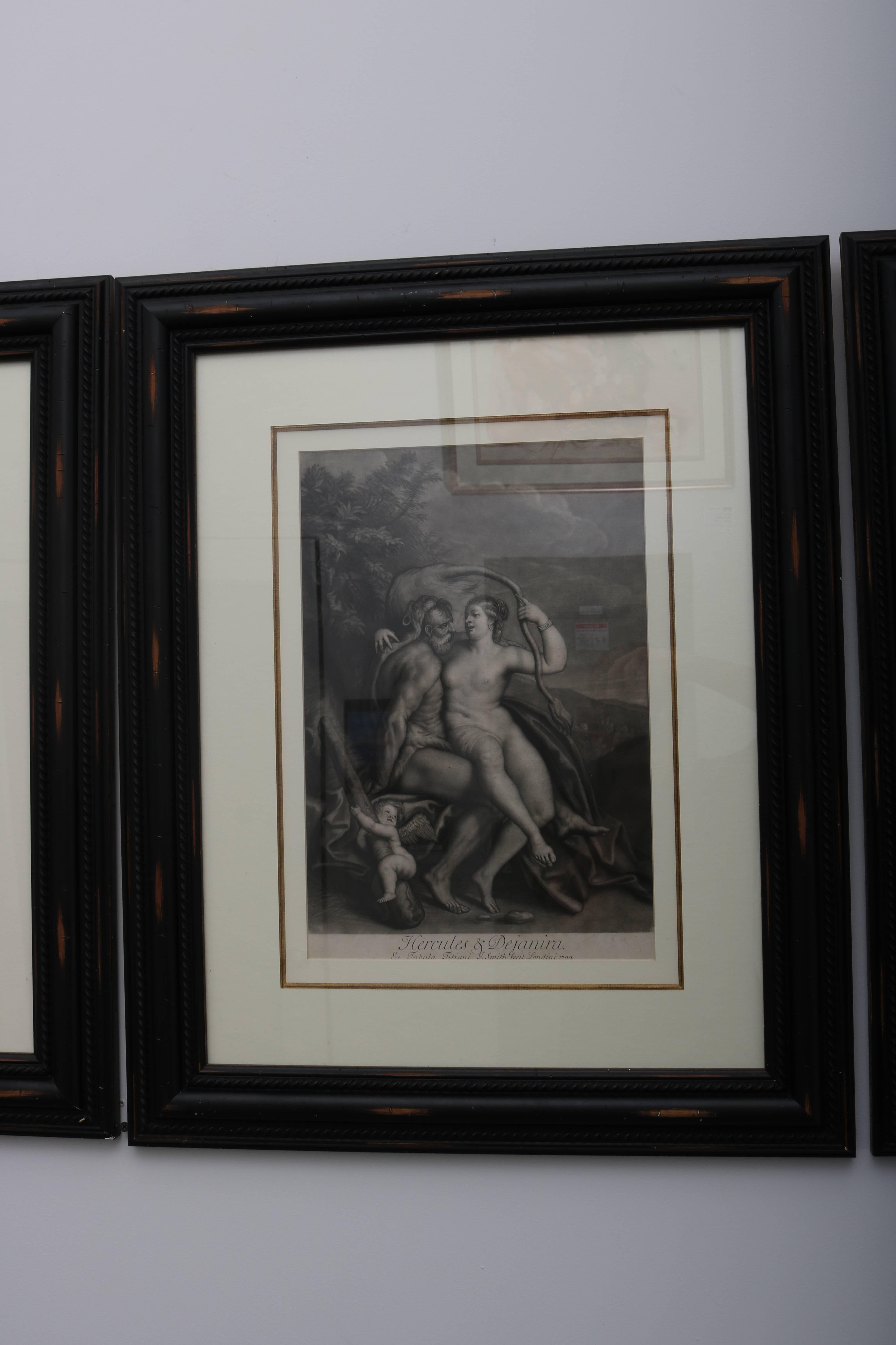 Engraved Set of Three Neoclassical Allegorical Engravings of Titian
