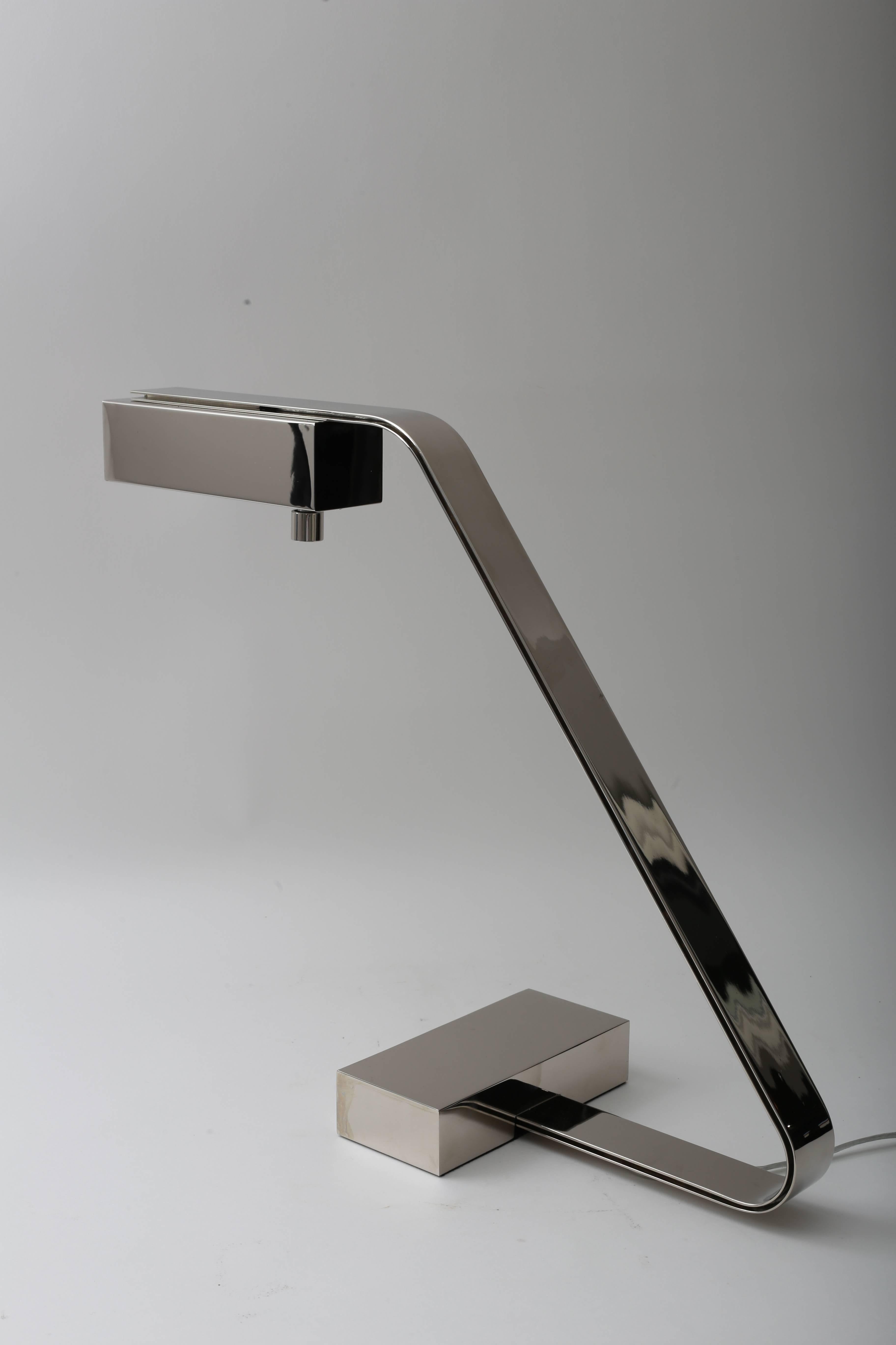 20th Century 1970s, Casella Table Lamp in Nickel-Plated Bronze