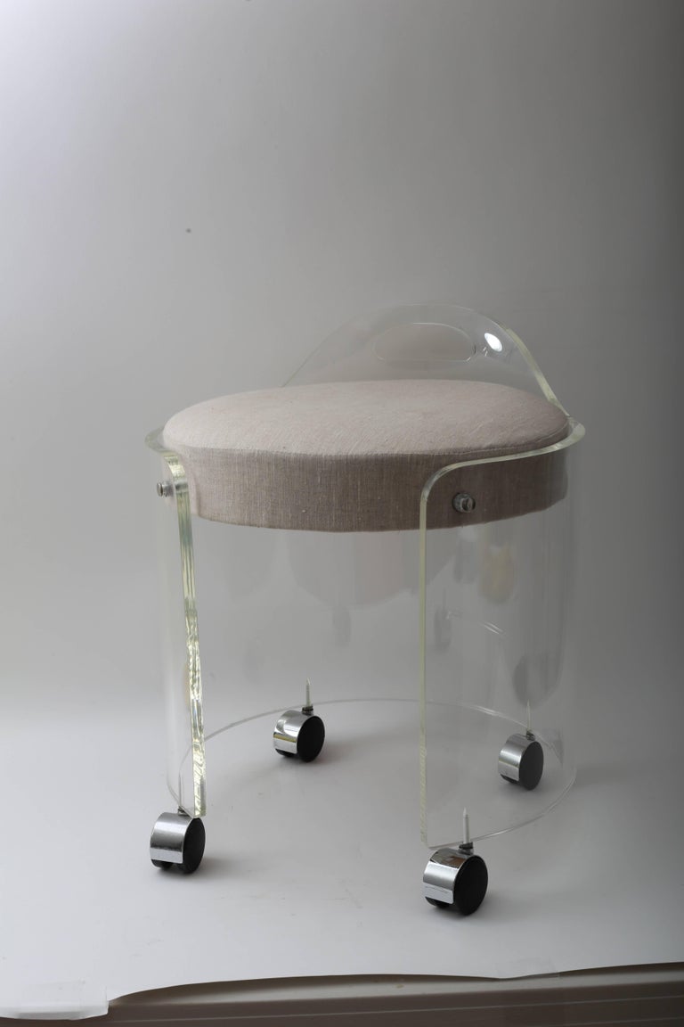 Round Acrylic Vanity Stool with Wheels