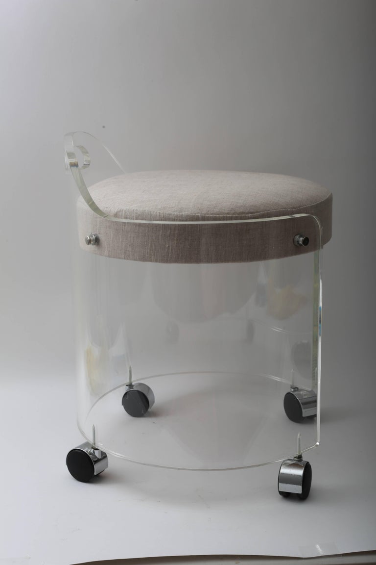 Round Lucite Vanity Stool on Casters For Sale at 1stDibs vanity stool