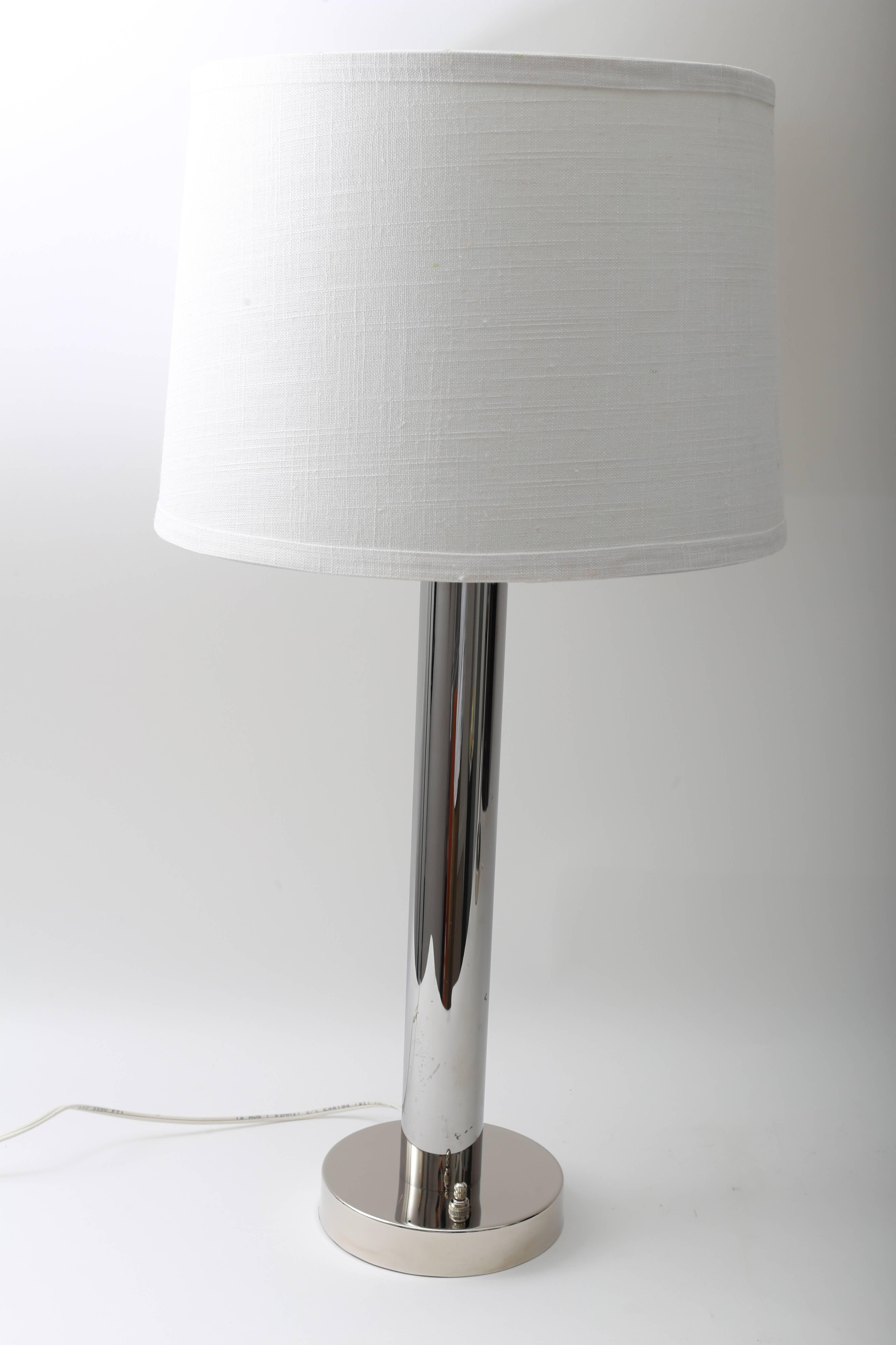 20th Century Pair of Polished Chrome Table Lamps