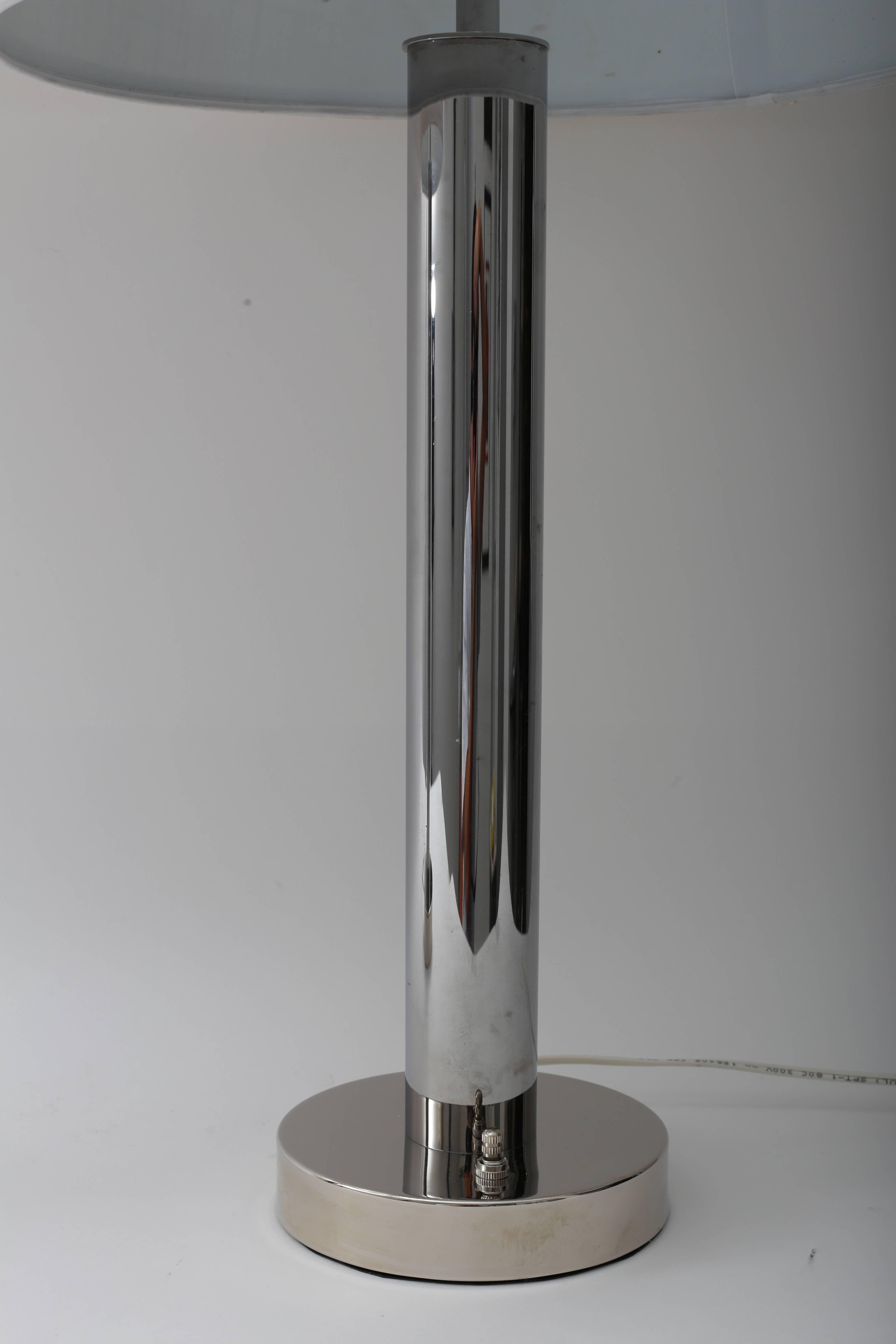 American Pair of Polished Chrome Table Lamps