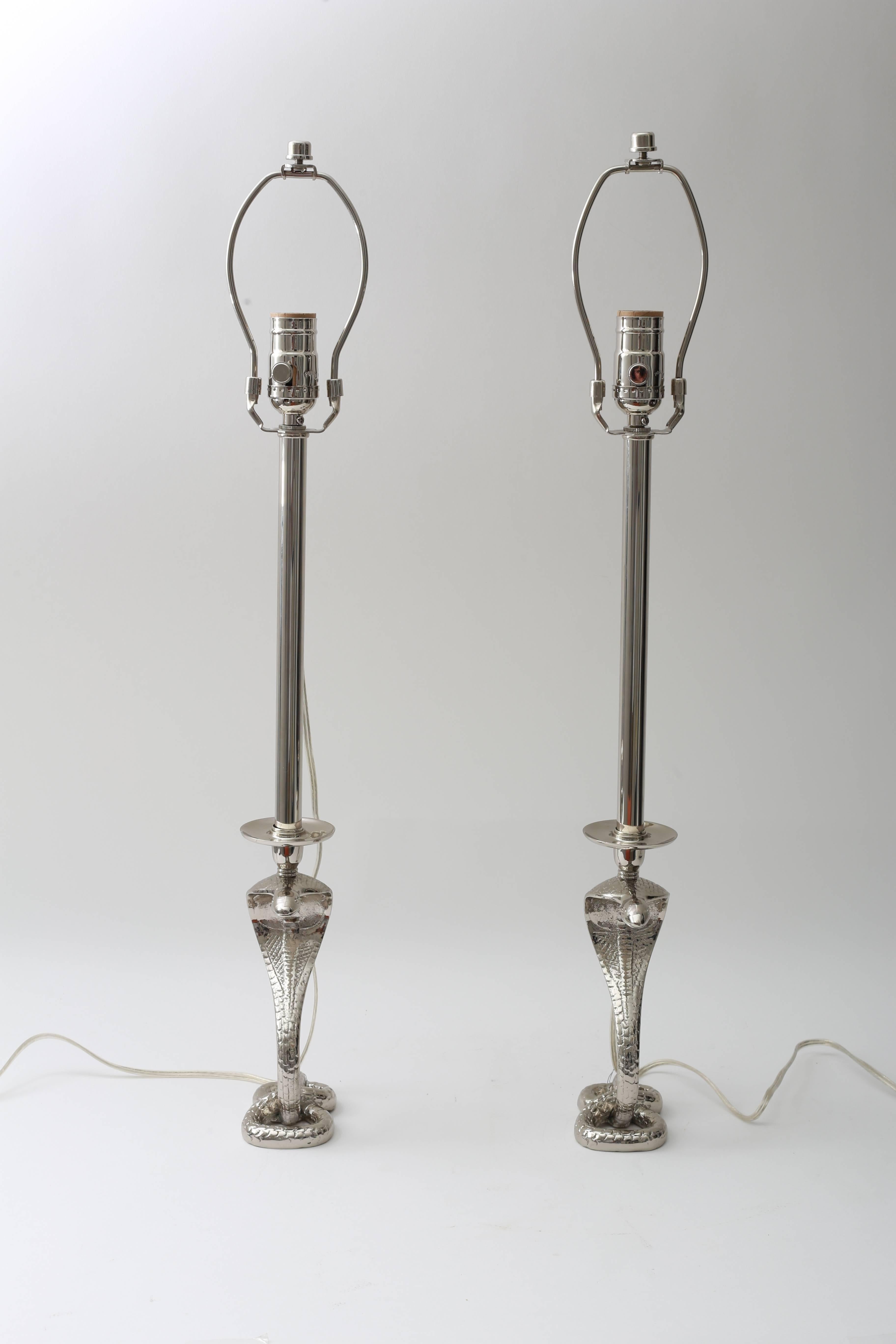 Art Deco Pair Cobra Table Lamps  For Sale