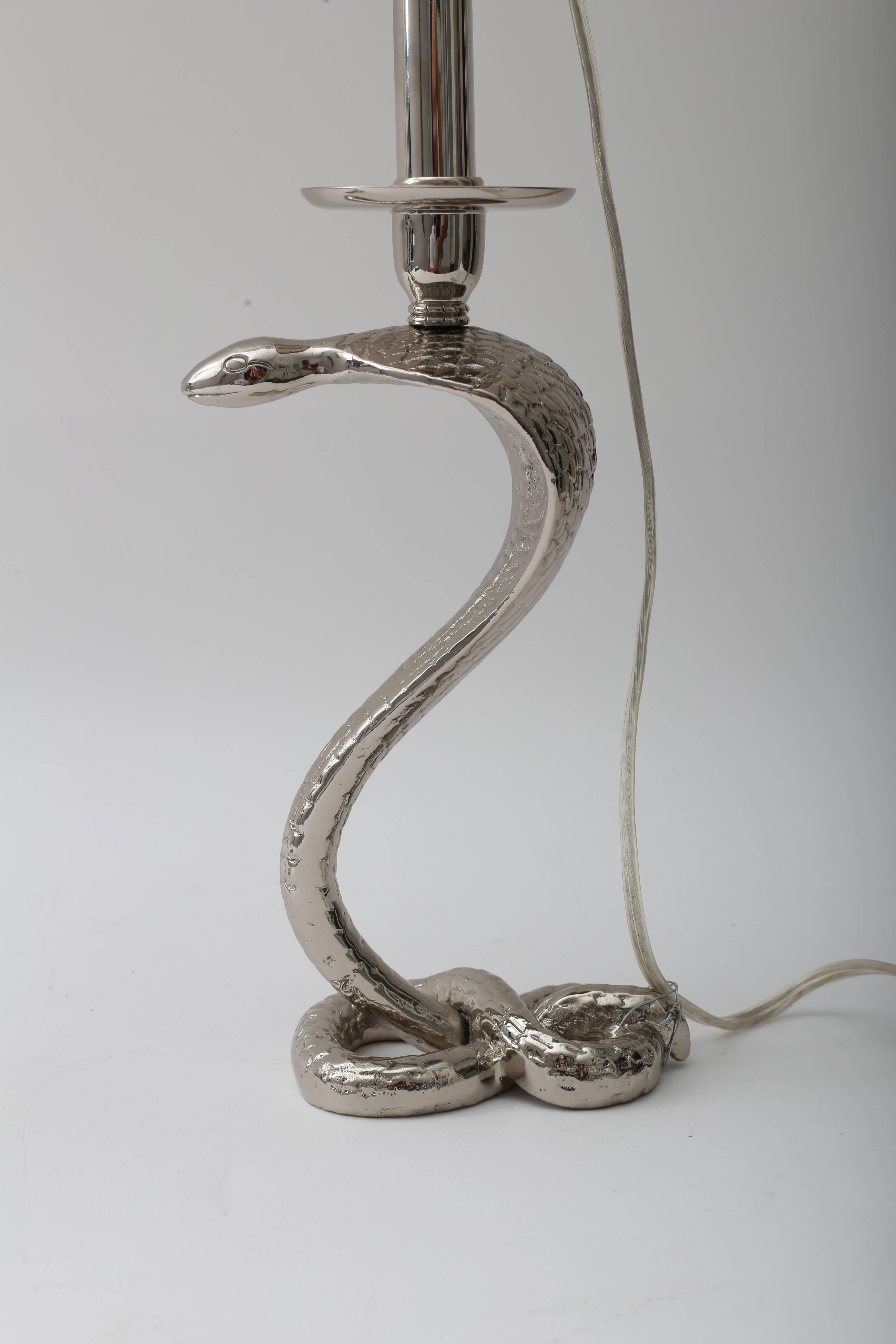 Bronze Pair Cobra Table Lamps  For Sale