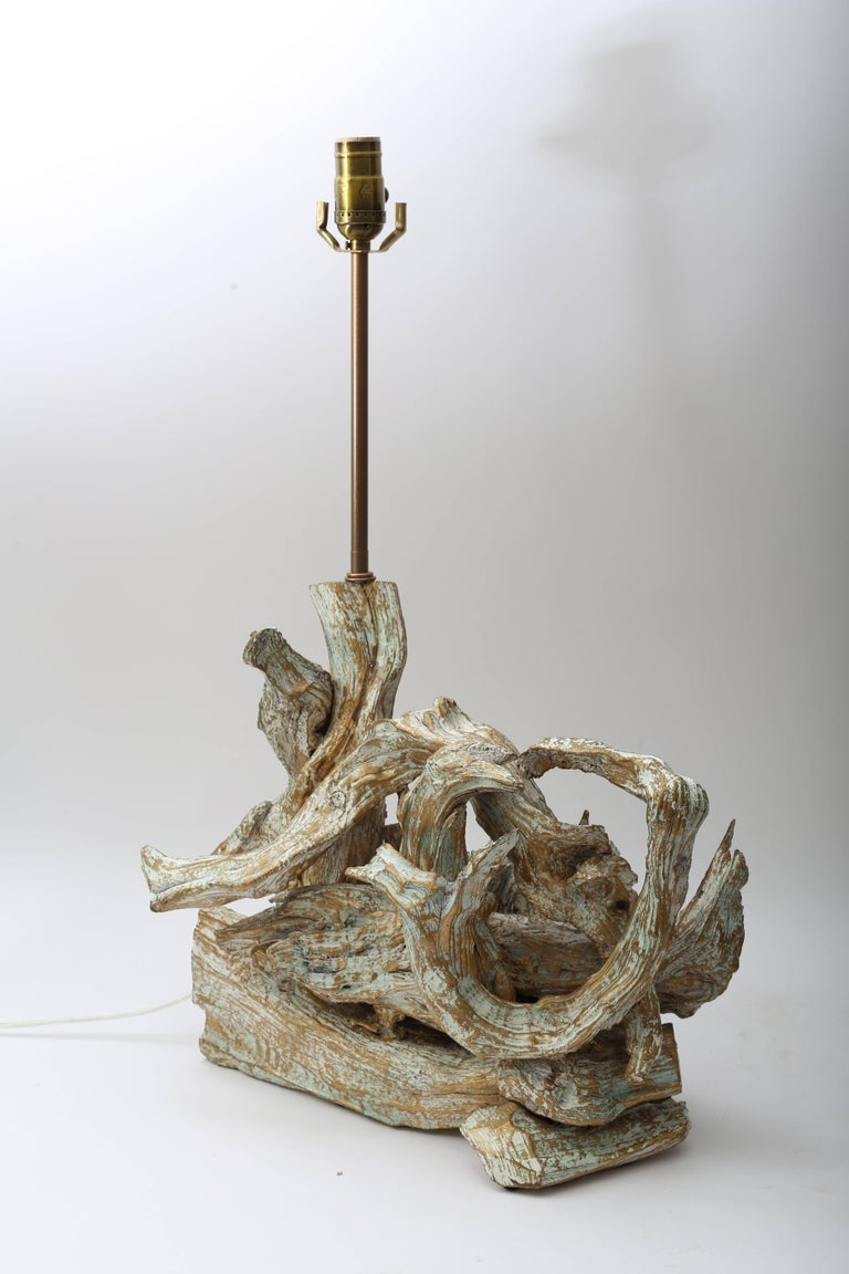 Pair of Mid-Century Modern Driftwood Table Lamps For Sale at 1stdibs