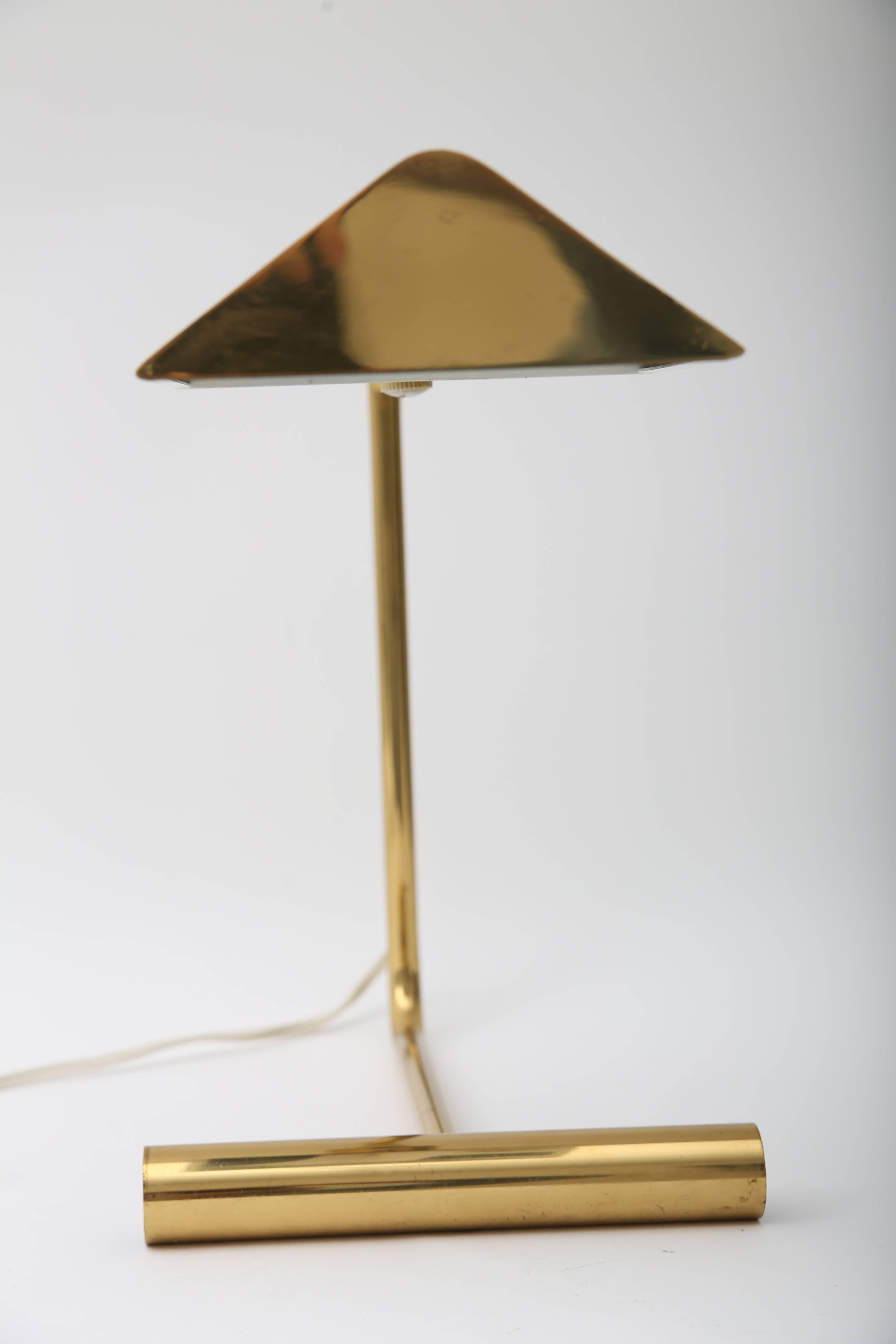  Polished Brass Table Lamp with Pharmacy Shade In Good Condition In West Palm Beach, FL