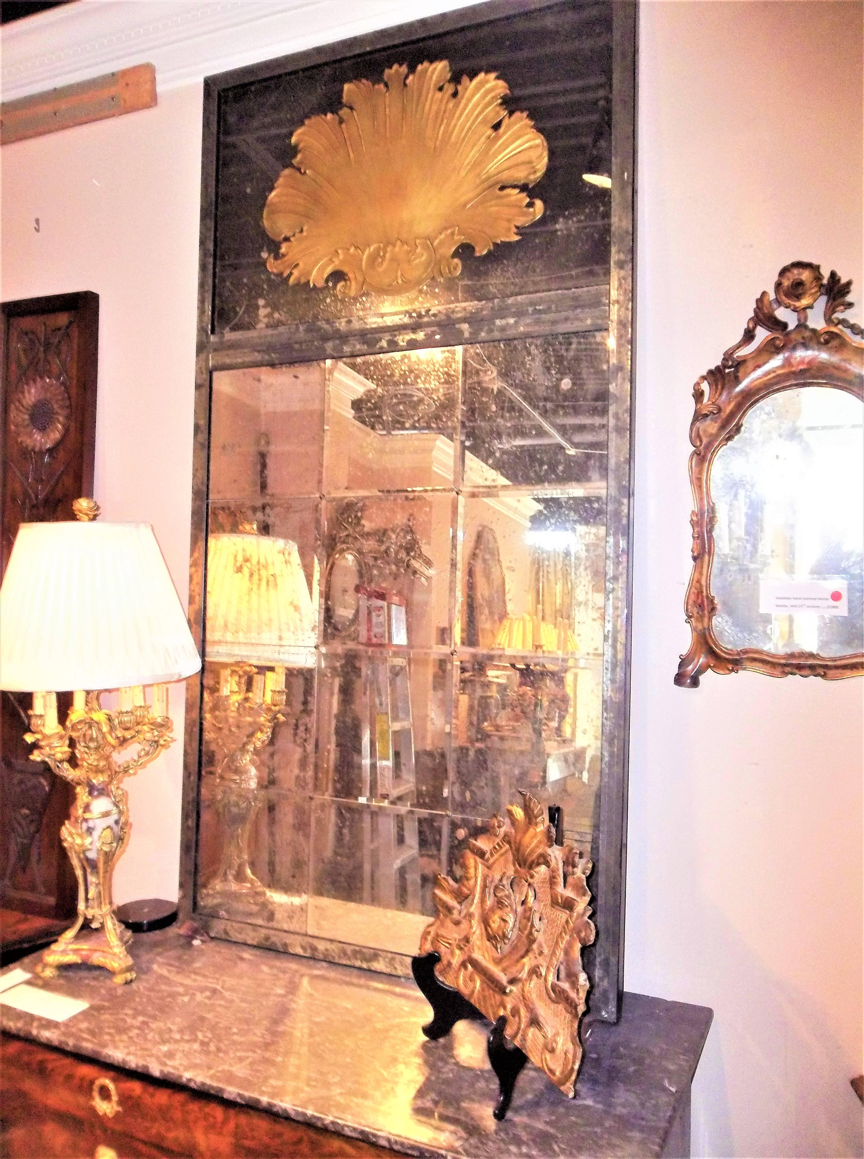 Unknown Distressed Glass Venetian Style Pier Mirror of Neoclassical Inspiration