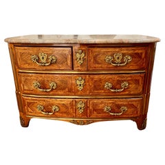 French Regence Tulipwood and Kingwood Parquetry Commode