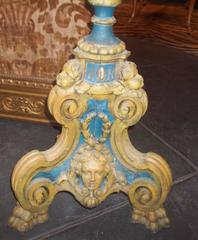 Pair of Painted Italian Torchieres with Masks