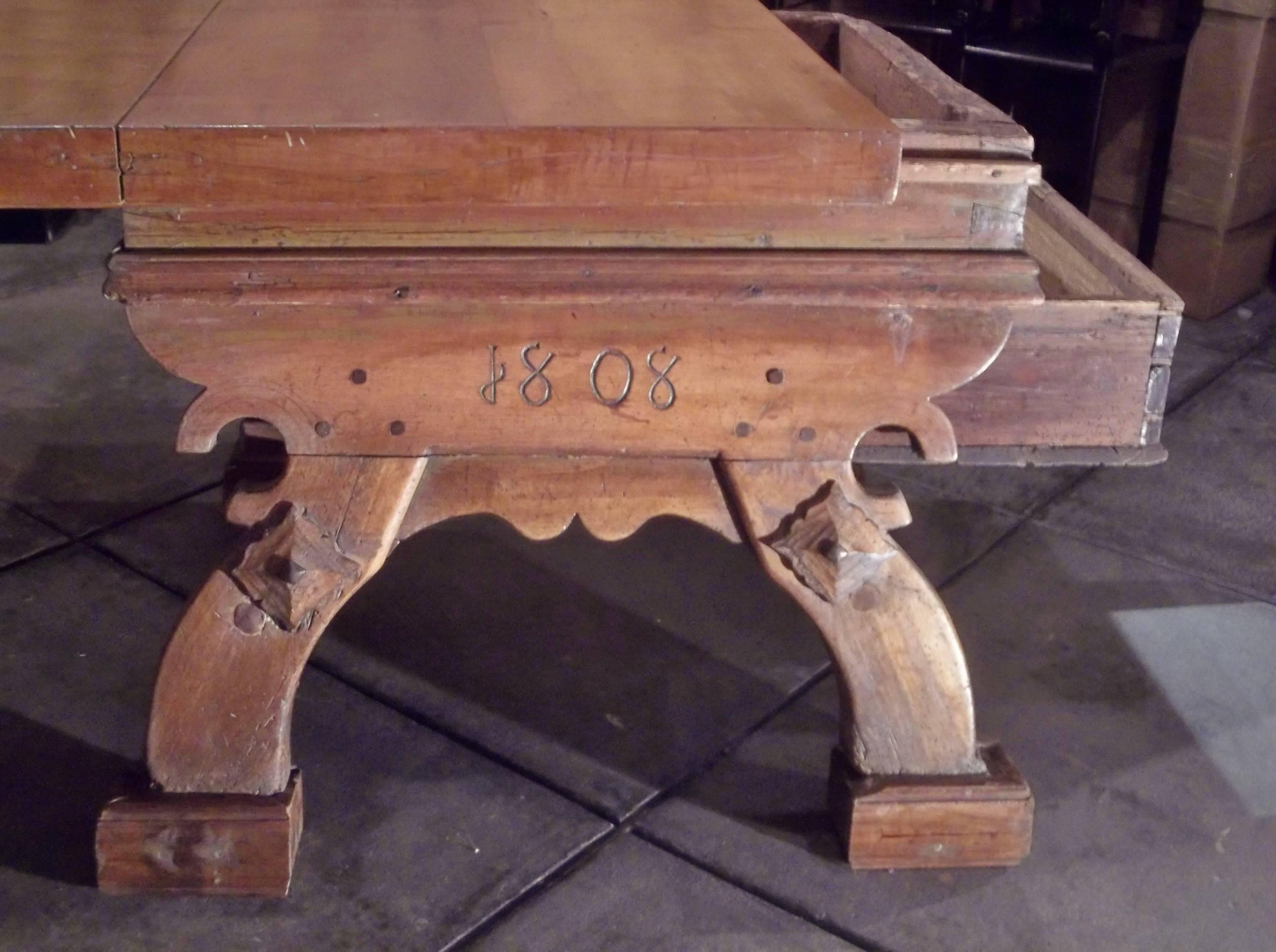 Country or Provincial French Farmhouse or Butcher Table with Date 1808 In Good Condition In Nashville, TN