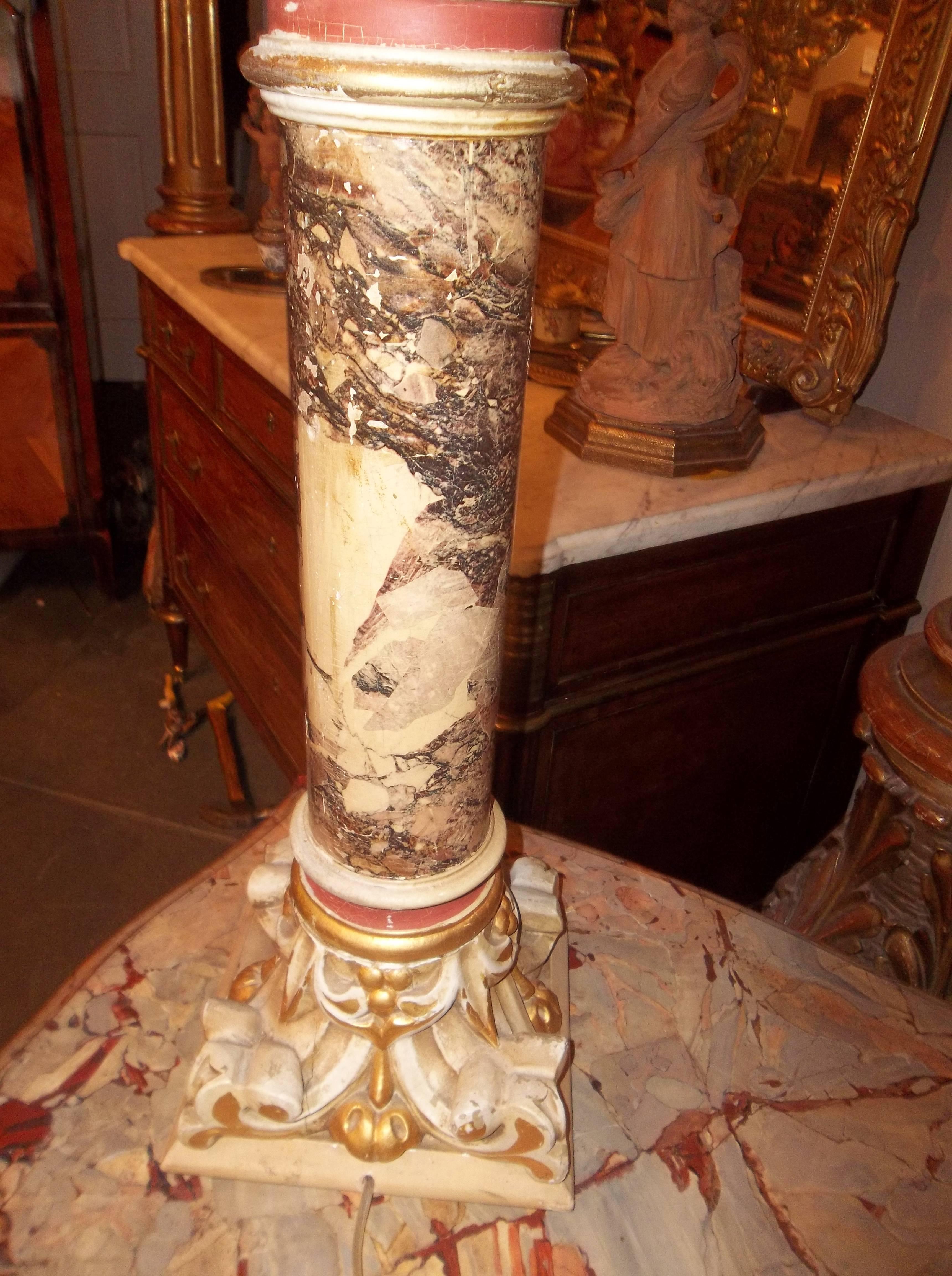 Faux Marble Baluster Mounted as Lamp In Good Condition For Sale In Nashville, TN