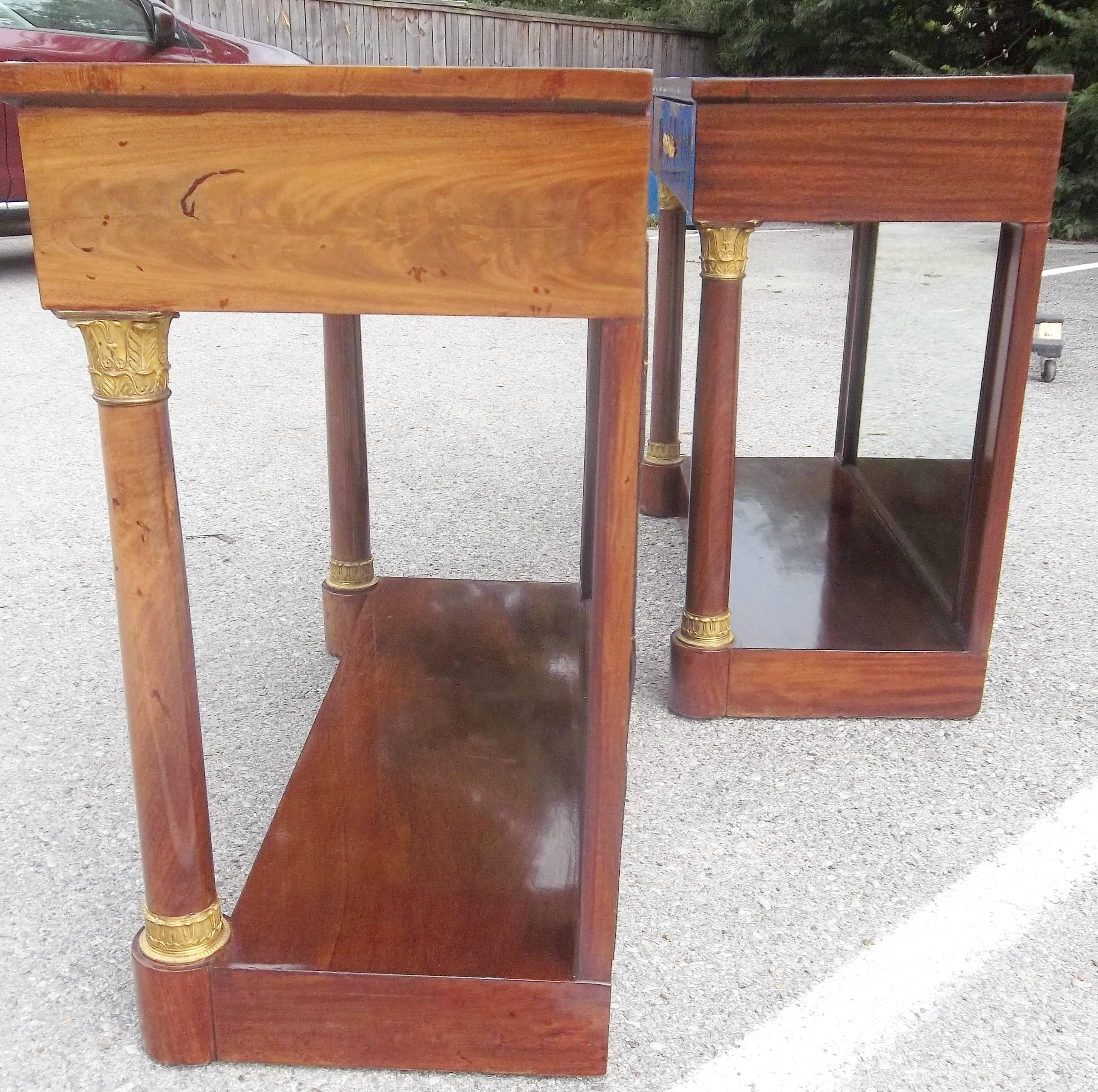 Pair of English Regency or French Empire Style Consoles In Good Condition In Nashville, TN