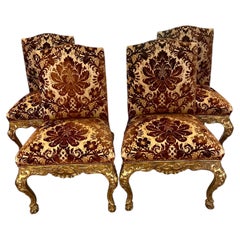 Set of Four Giltwood Chairs, English Baroque Style, 20th Century