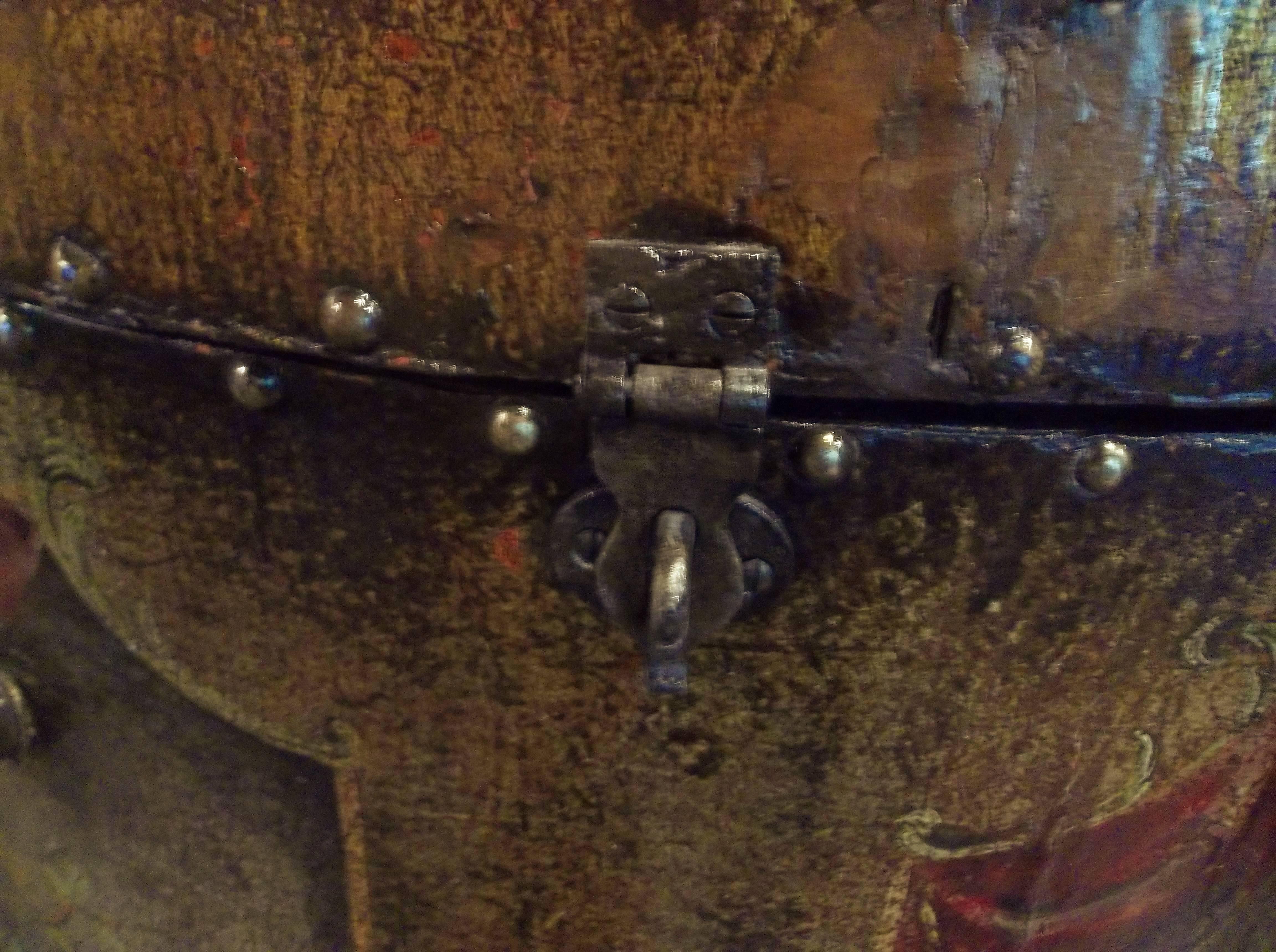 XIXe siècle  Coffre en cuir peint George III en forme de Demilune sur Stand  en vente