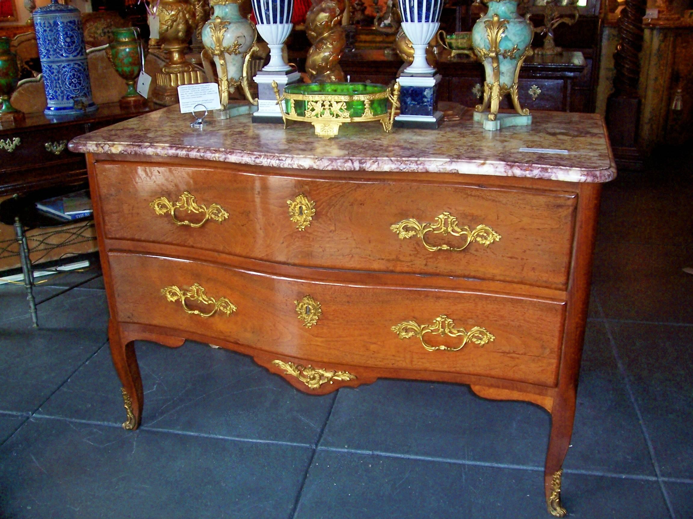 French Large Louis  XV Serpentine Shape Period Commode For Sale