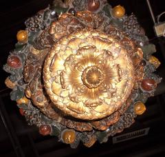 Gilt and Painted  Hanging Pendant Basket Chandelier Uplight Lantern