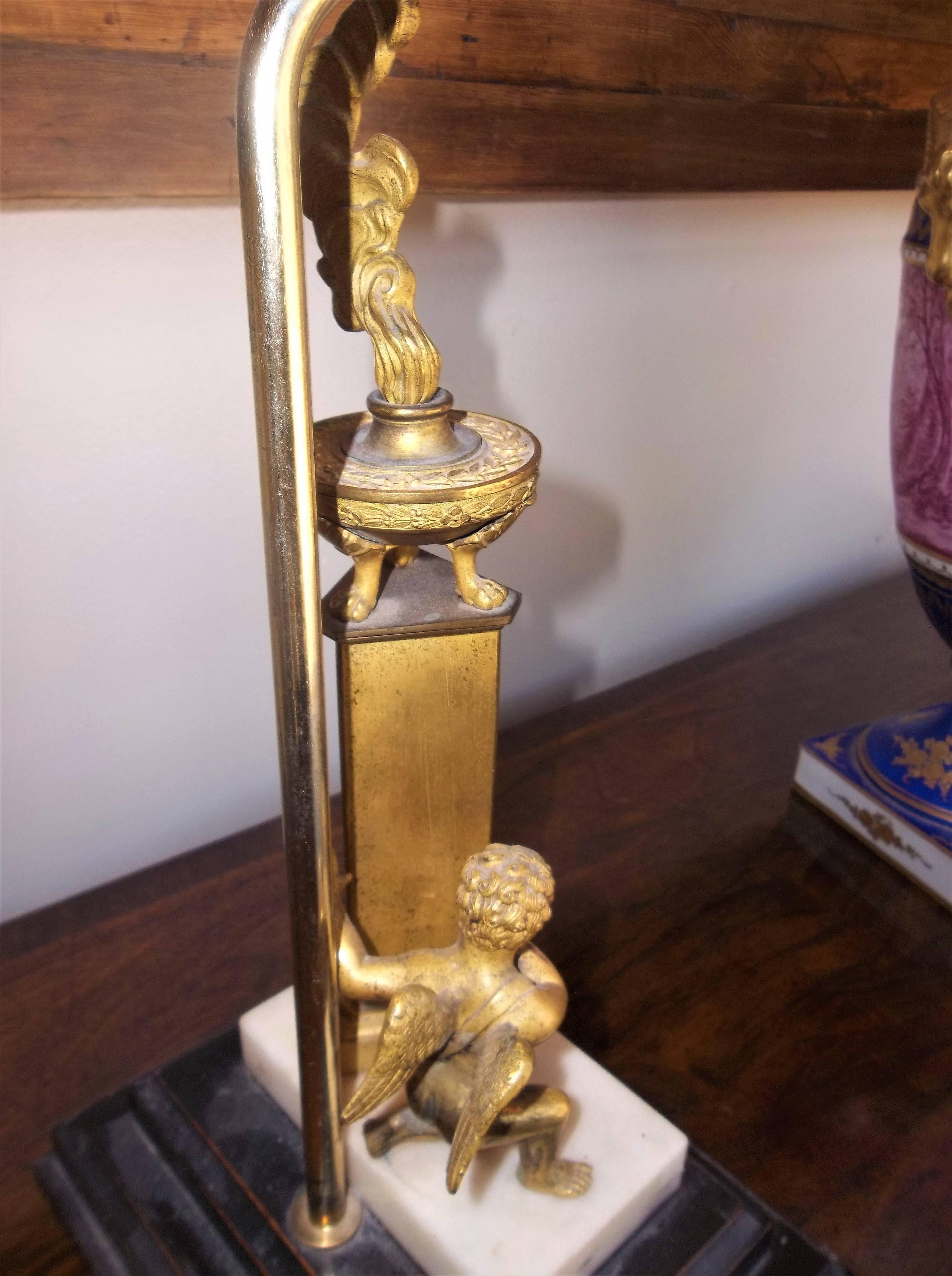 Period Gilt Bronze Grand Tour of Cupid with Flaming Urn In Good Condition In Nashville, TN