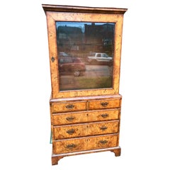 George I Burr Walnut and Walnut Bureau Bookcase