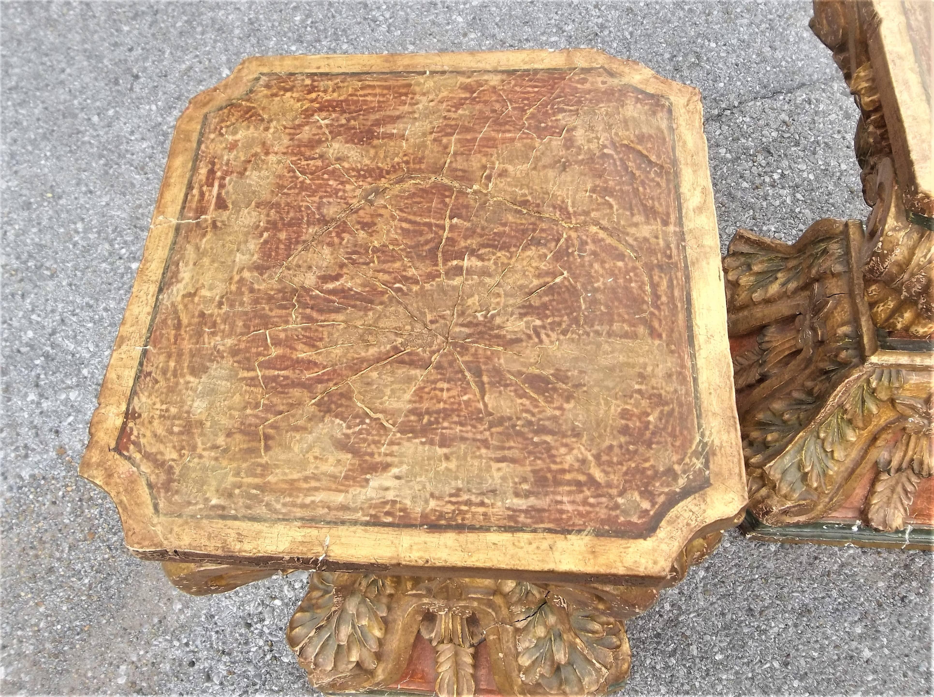 Pair of Painted Baroque Style Pedestal Consoles In Good Condition In Nashville, TN