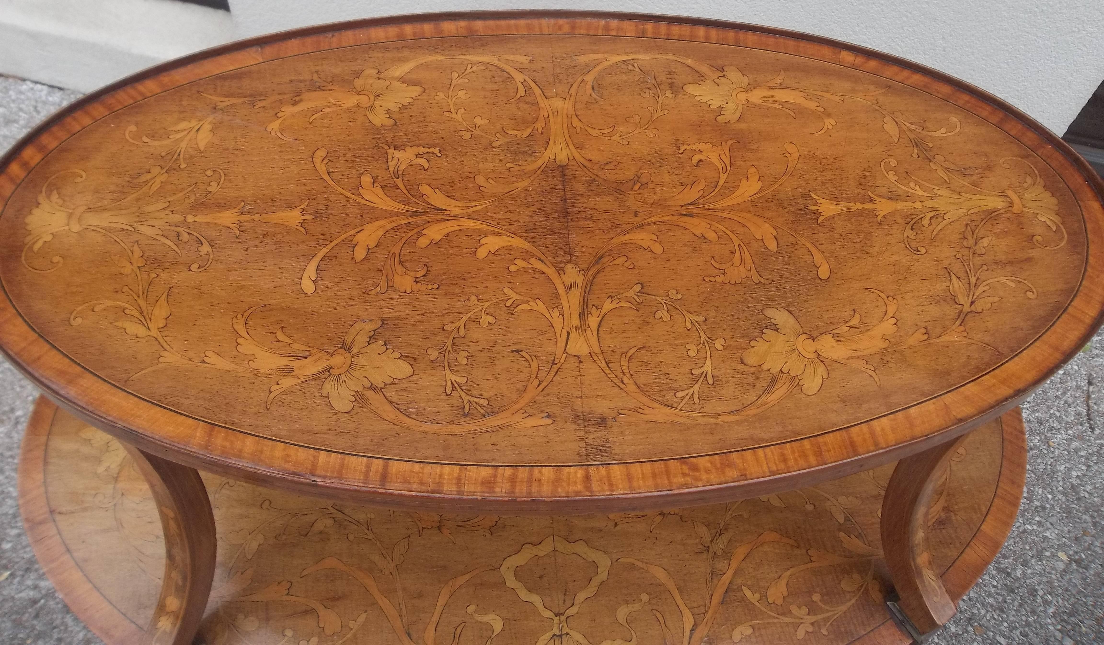 With sycamore, boxwood, mahogany inlays. In the English Adam style (known as in the French taste to the English). 

English, circa 1890-1910.

Typical age issues, minor staining or darkening in scattered areas. Losses ,lifting general aging .