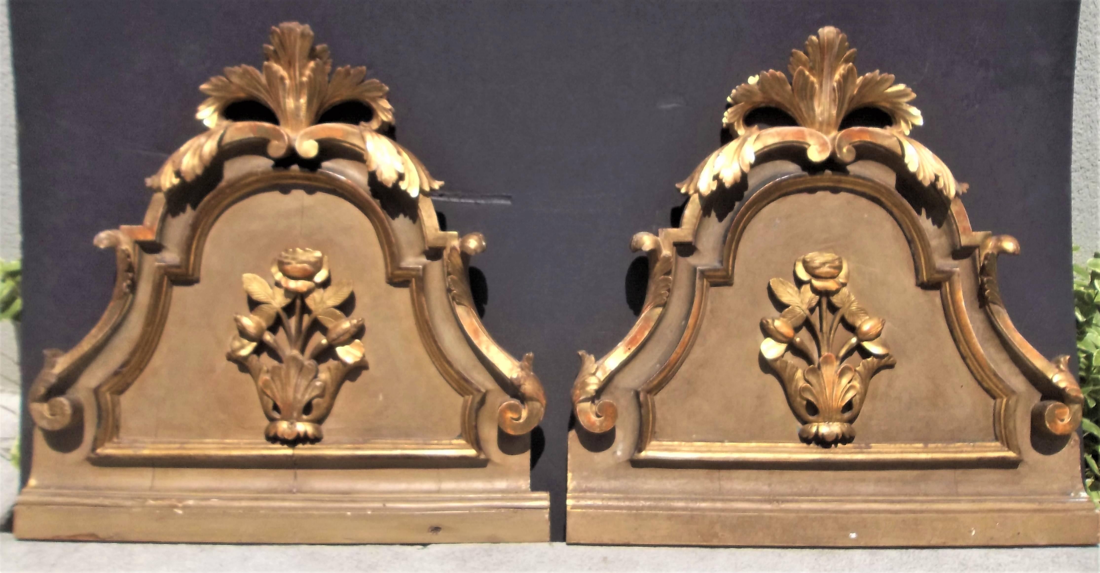 Pair of Paint and Parcel Gilt Overdoors 2