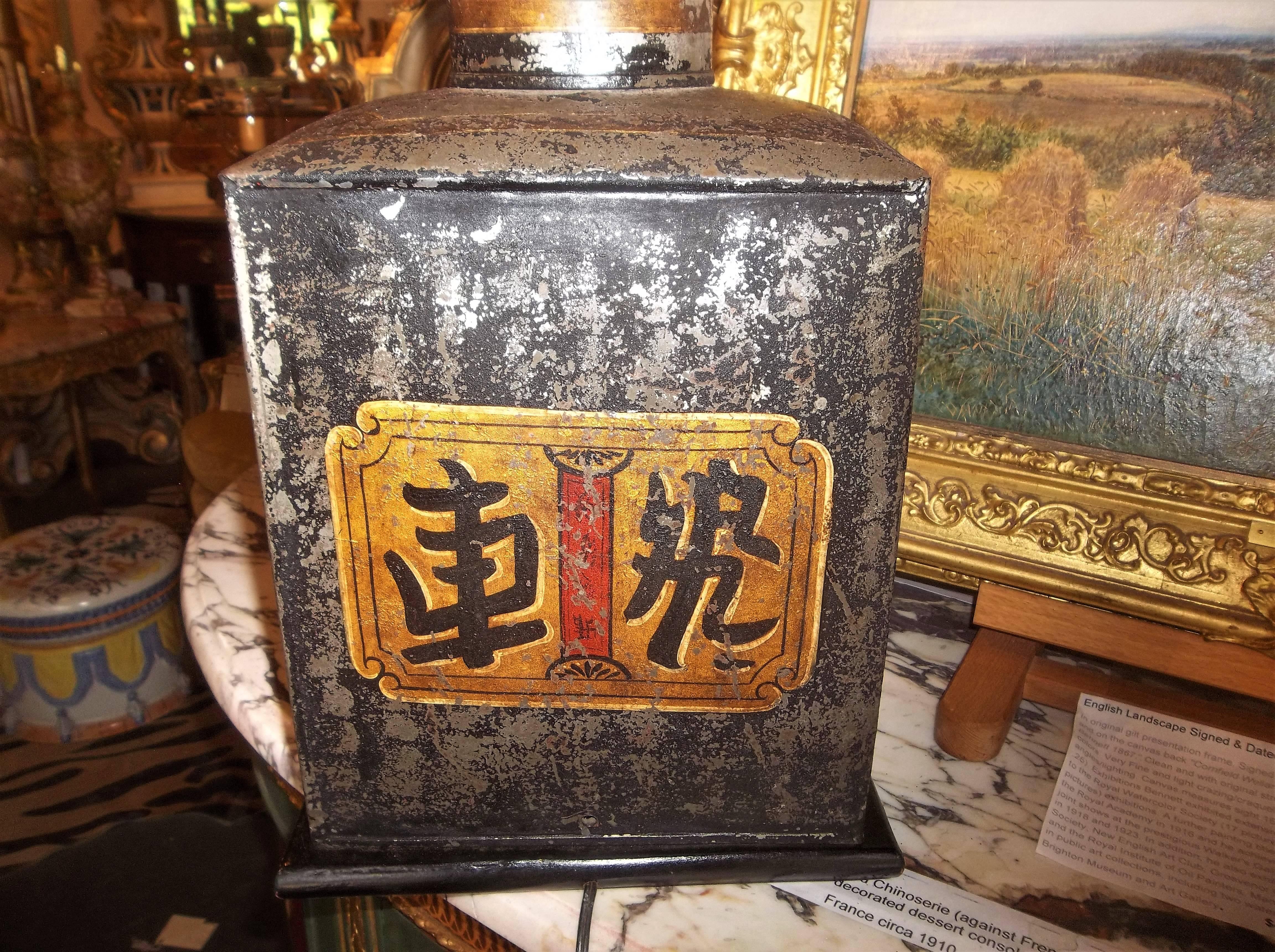 Late Regency Chinoiserie Decorated Tole Tea Canister 1