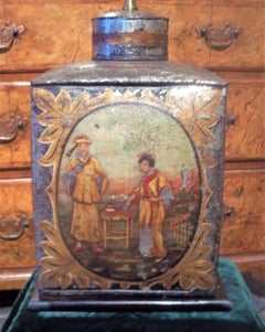 Late Regency Chinoiserie Decorated Tole Tea Canister