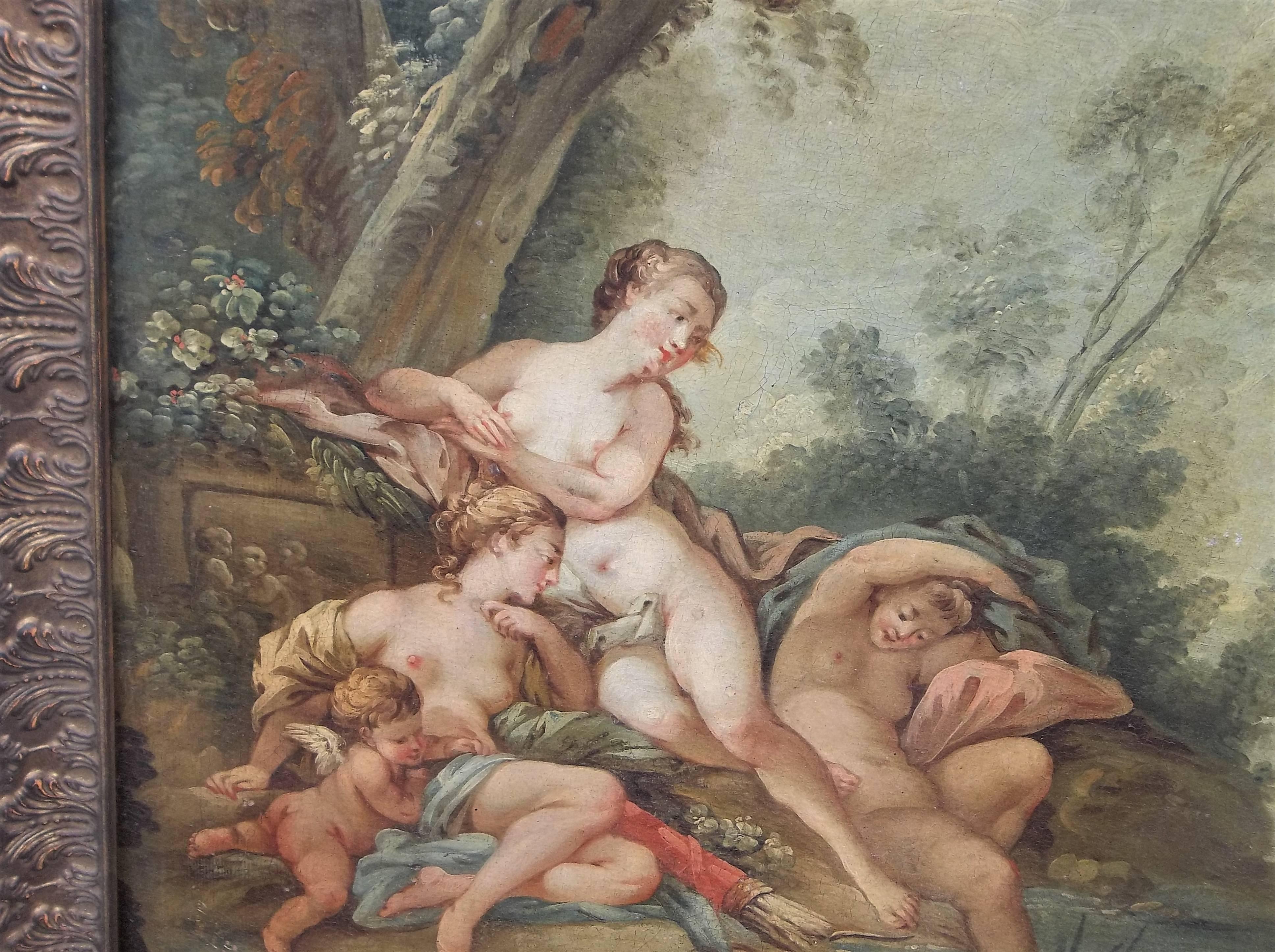 After Boucher , Diana and Nymphs by Pond , Rococo Style For Sale 7