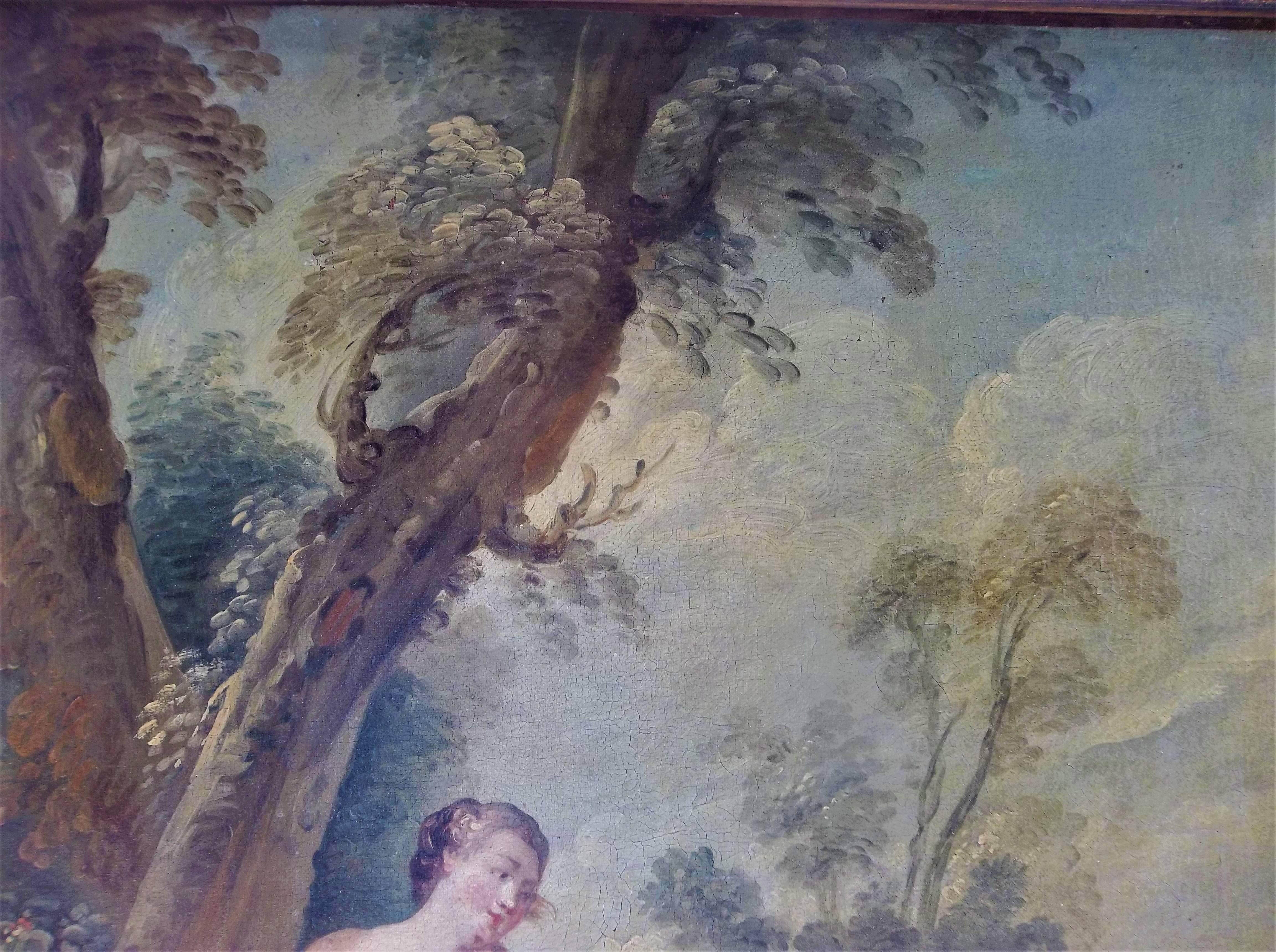 Canvas After Boucher , Diana and Nymphs by Pond , Rococo Style For Sale