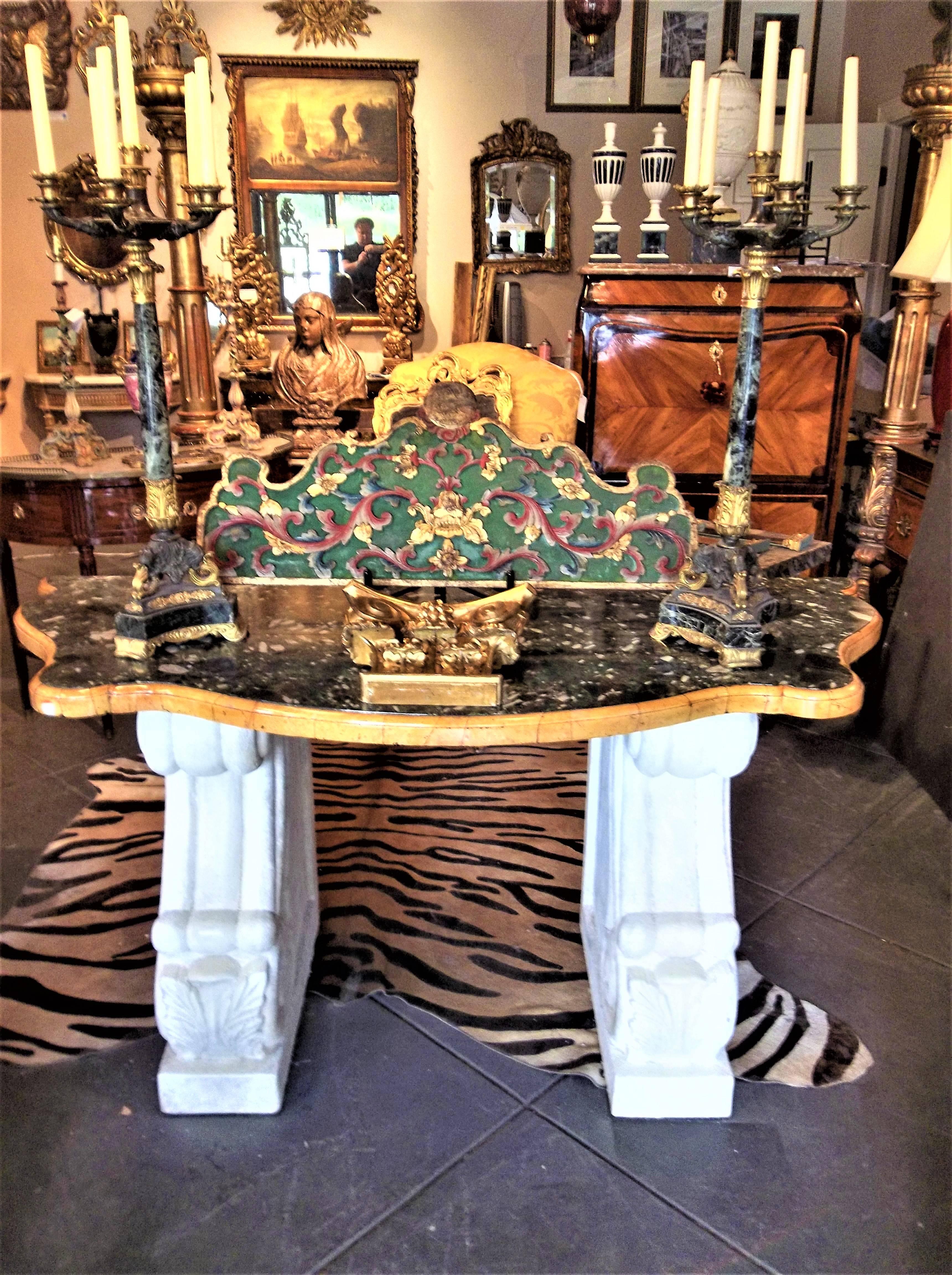 19th Century Baroque Style Marble-Top Console of Antique and Later Elements For Sale