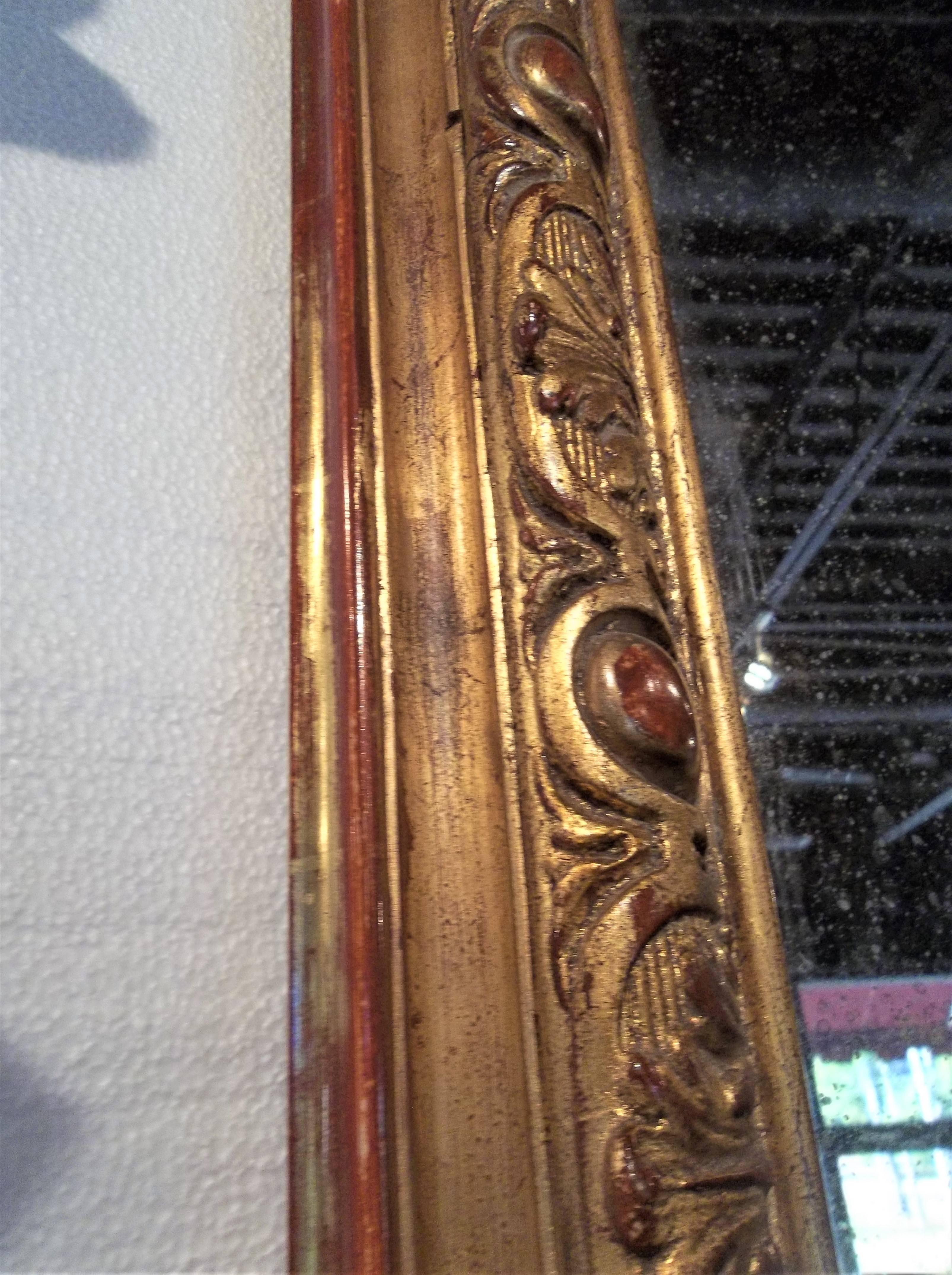 Tall Louis XVI Style Gilt Mirror with Distressed Plate In Good Condition In Nashville, TN