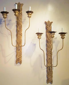 Tall Pair of Louis Xvi Neoclassical Style Gilt Sconces