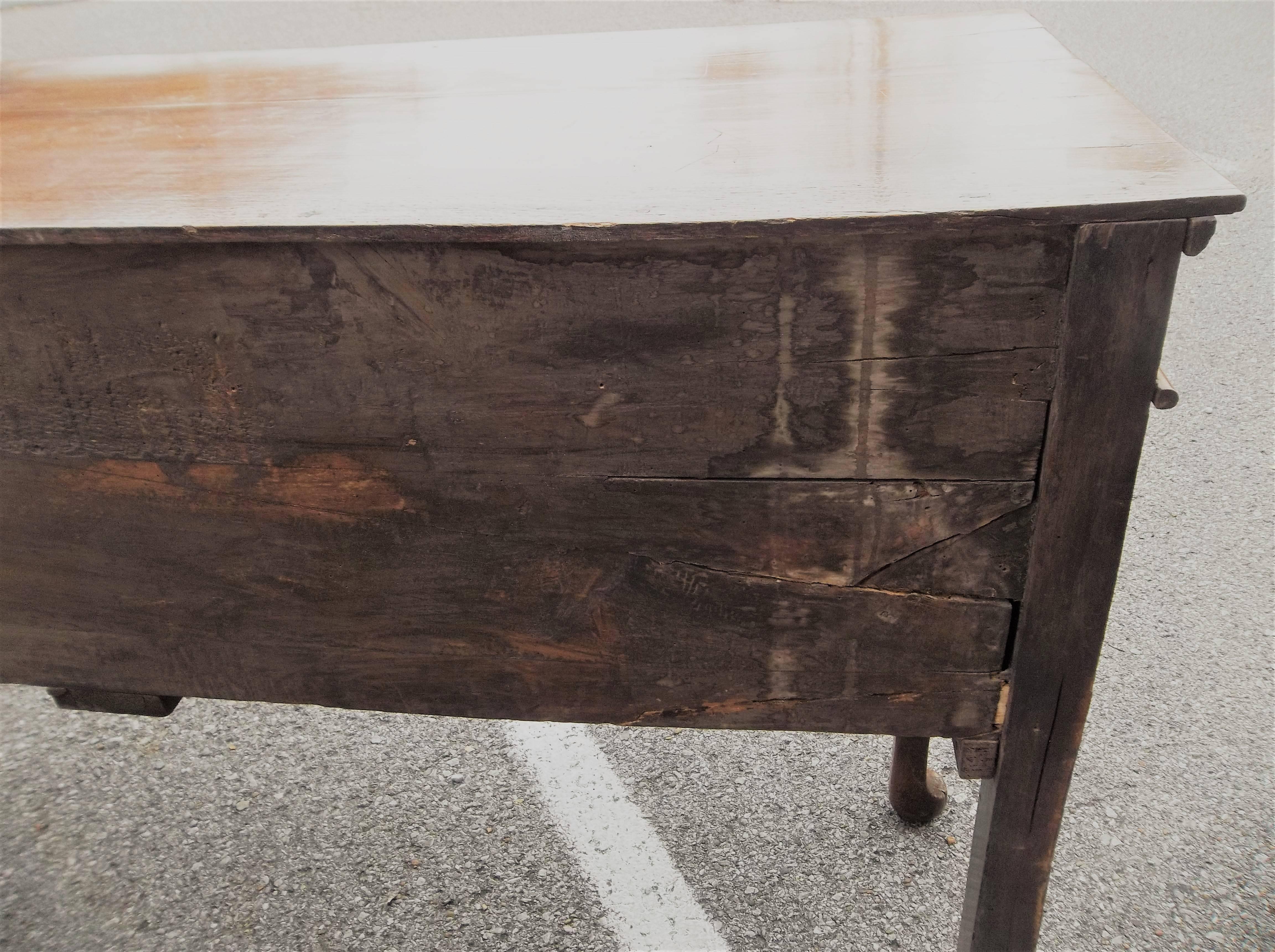 Tall Welsh or English Fan Inlaid Oak and Mahogany Dresser Base or Sideboard 5