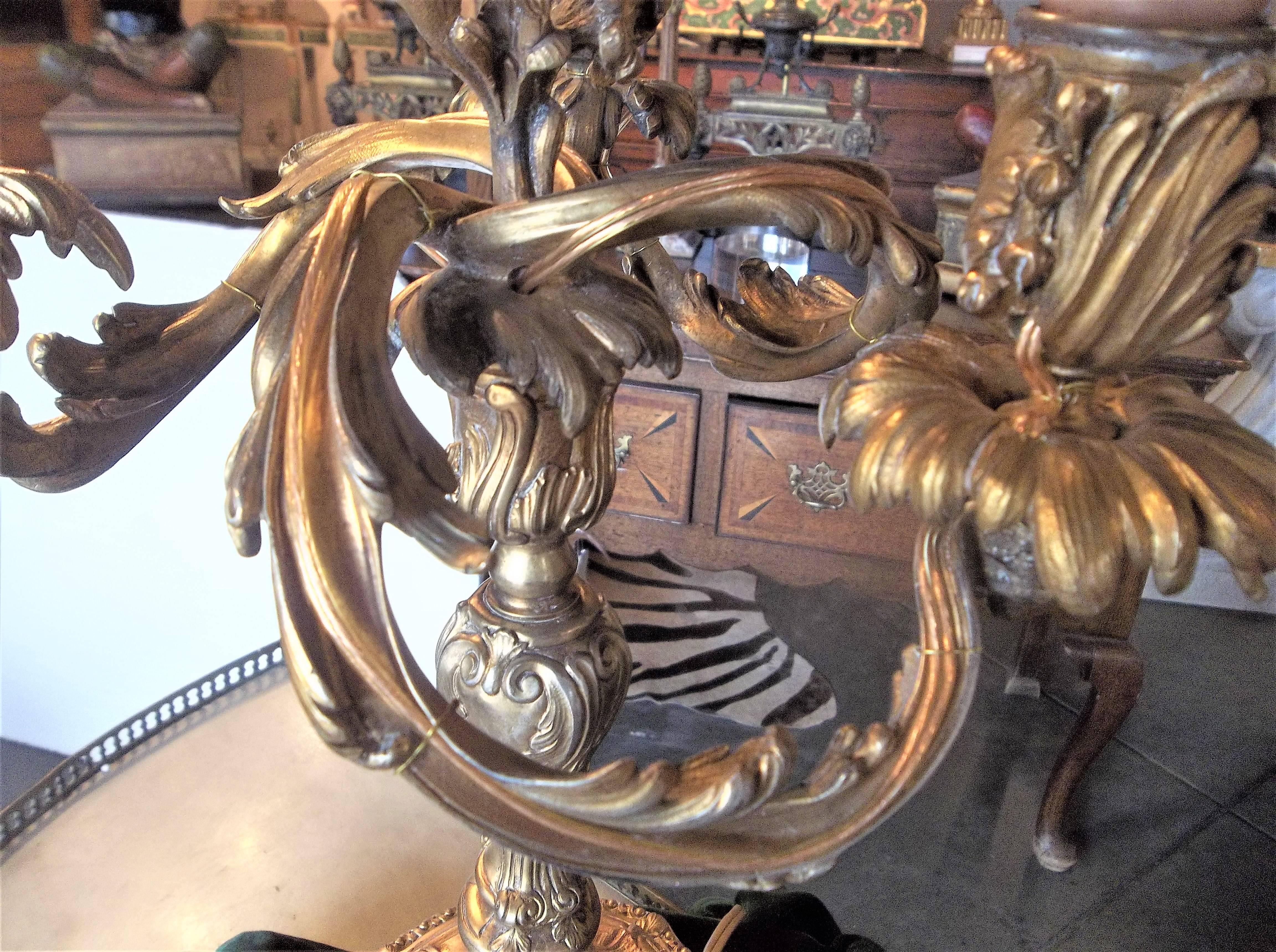 Pair of Louis Xv Style Gilt Bronze Candelabra Now Wired as Girandoles In Good Condition In Nashville, TN