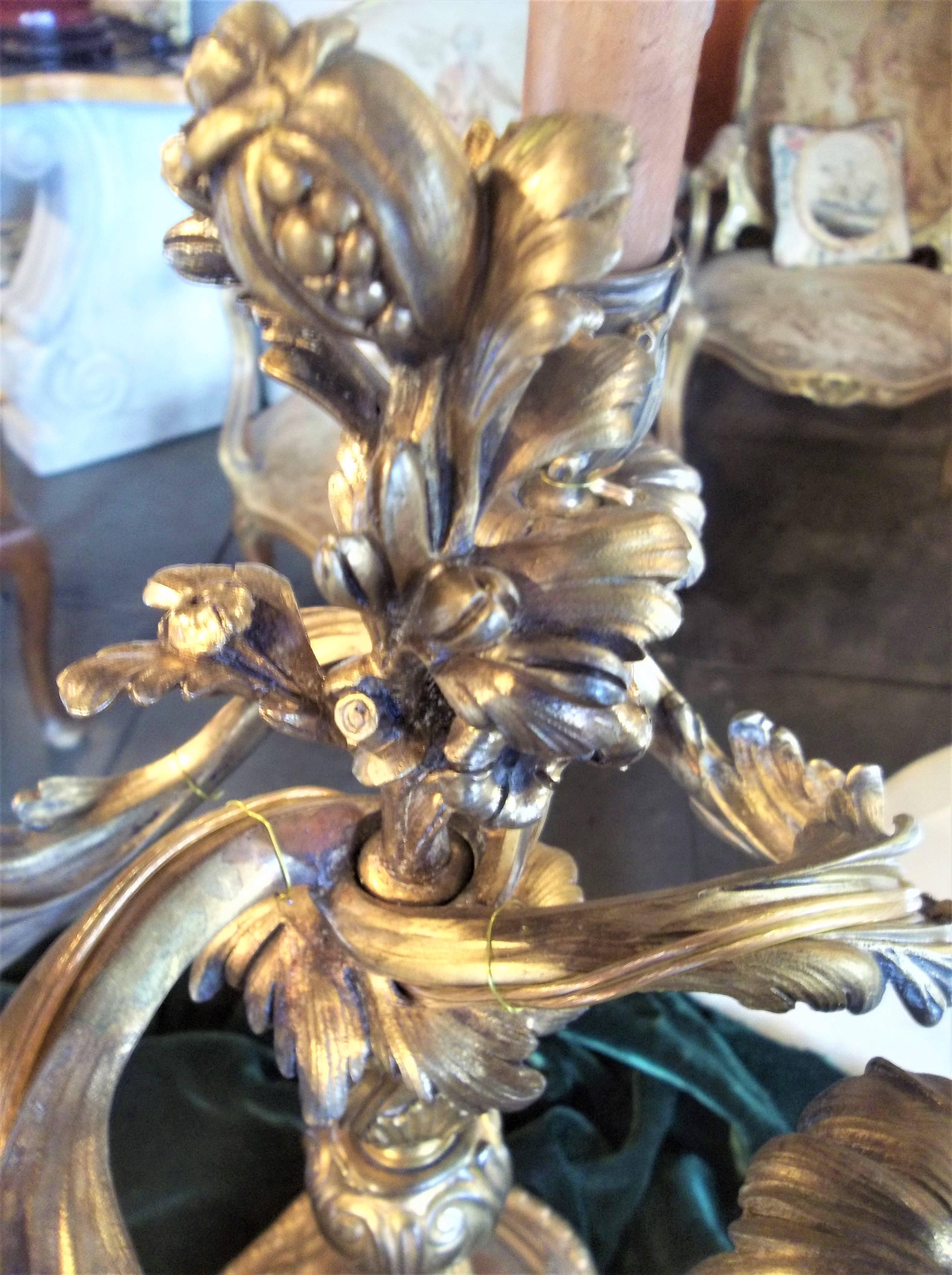 Early 20th Century Pair of Louis Xv Style Gilt Bronze Candelabra Now Wired as Girandoles
