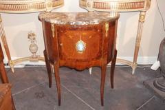 Pair of Walnut and Oak Inlaid Louis XVI Styled Commodes